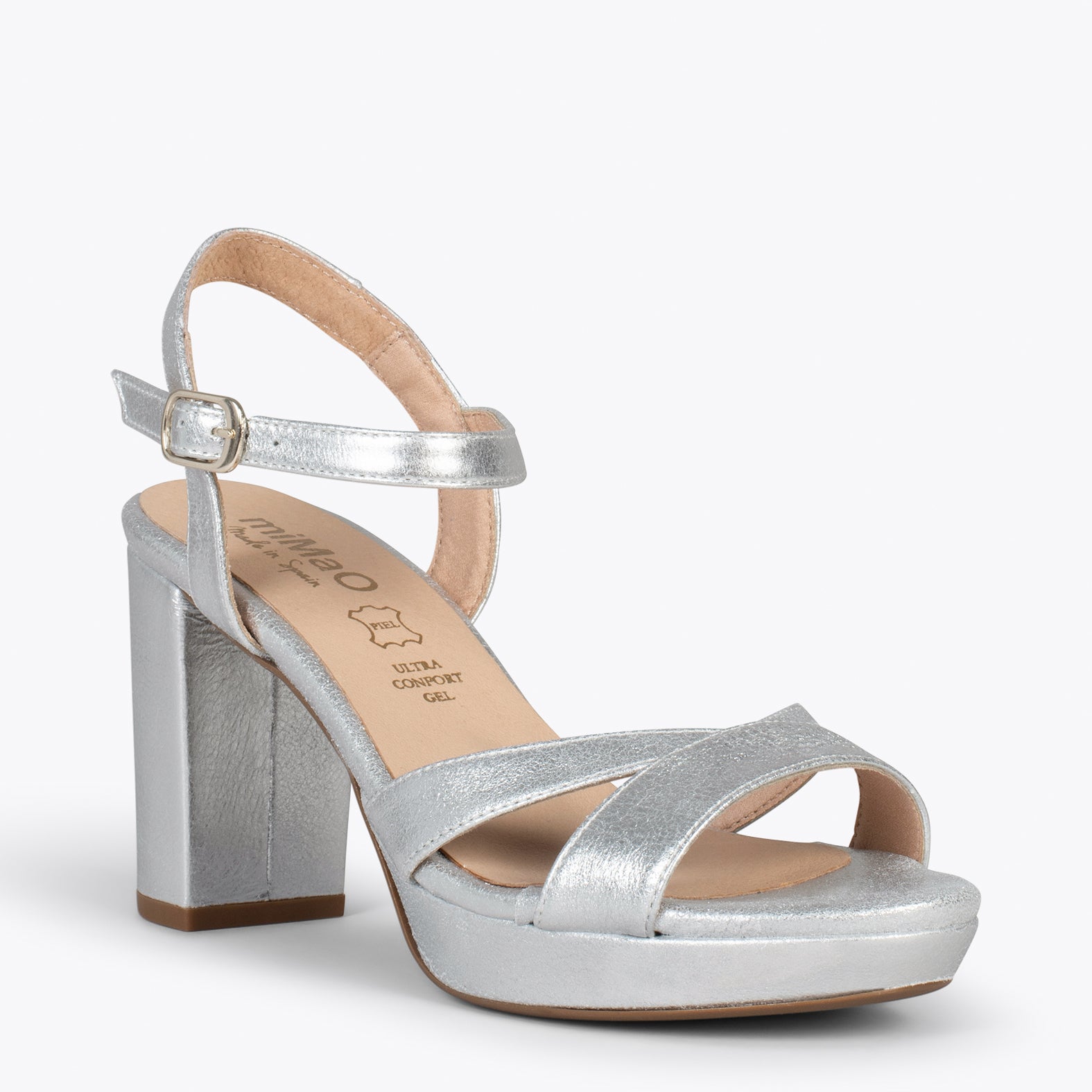 PARIS – SILVER high heel sandal with platform