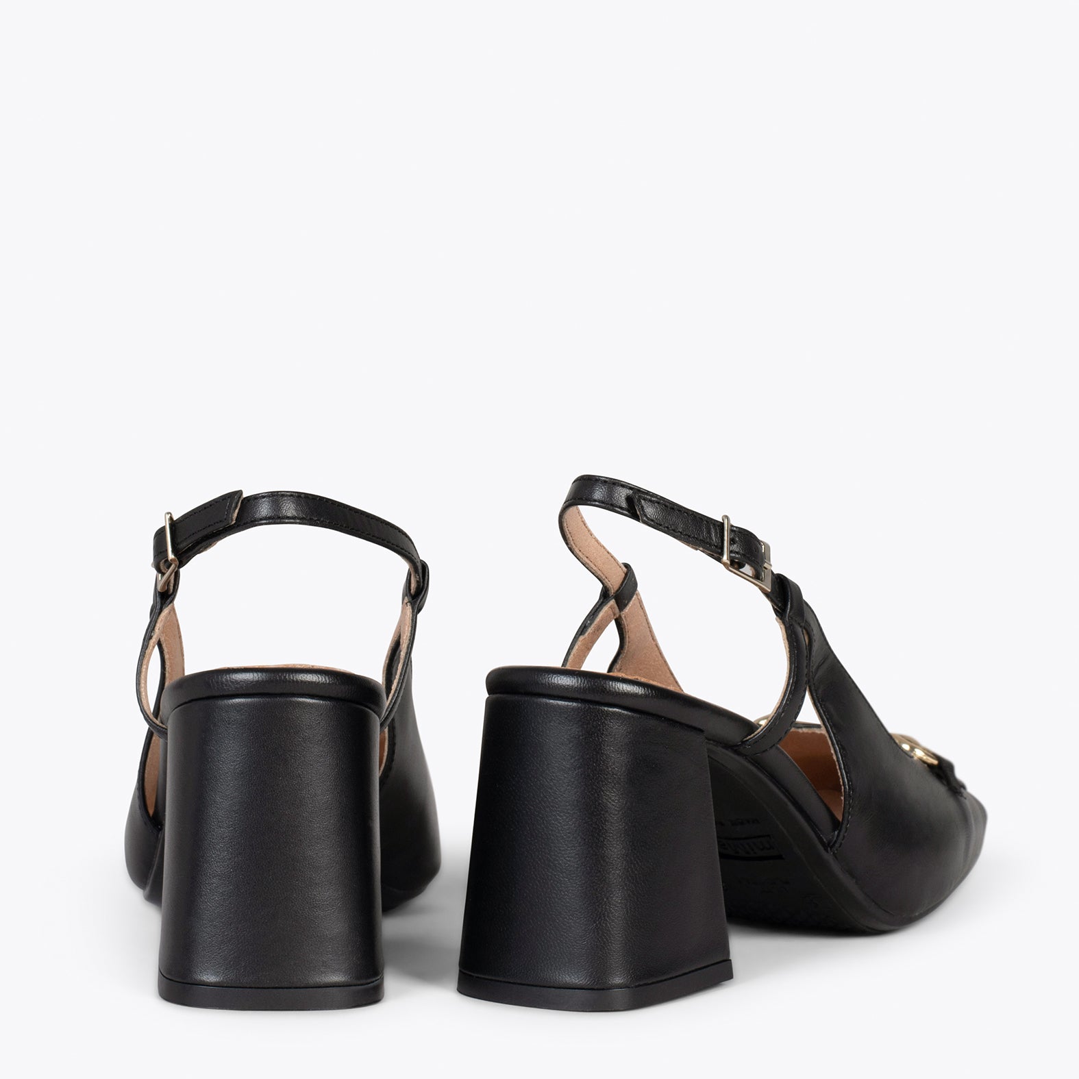 SLING-BACK MIA – BLACK sling-back heeled moccasins