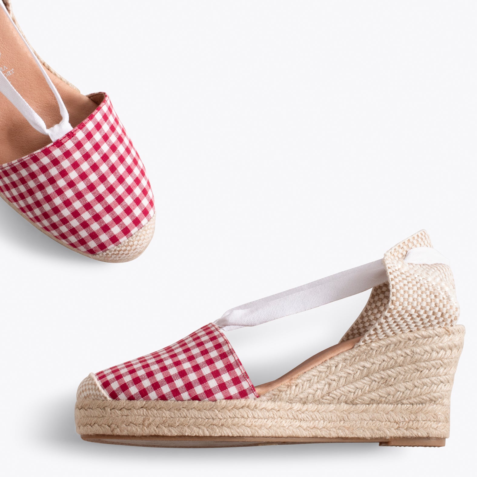 VERA – RED VICHY espadrilles with laces