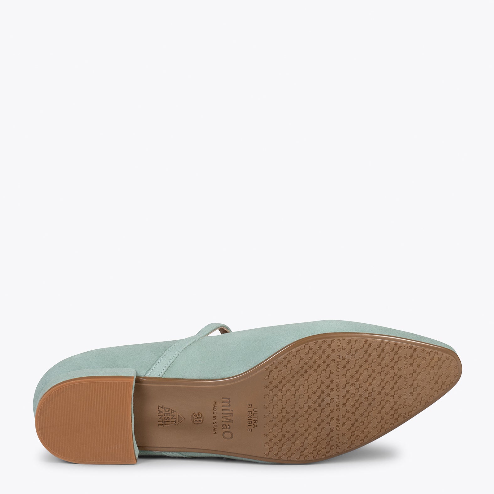 MARY-JANE – SAGE buckled leather flats