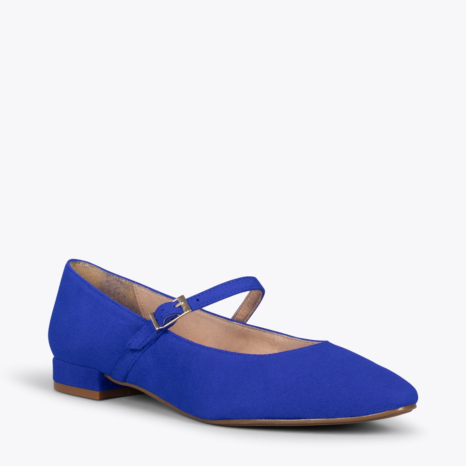 MARY-JANE – ELECTRIC BLUE buckled leather flats
