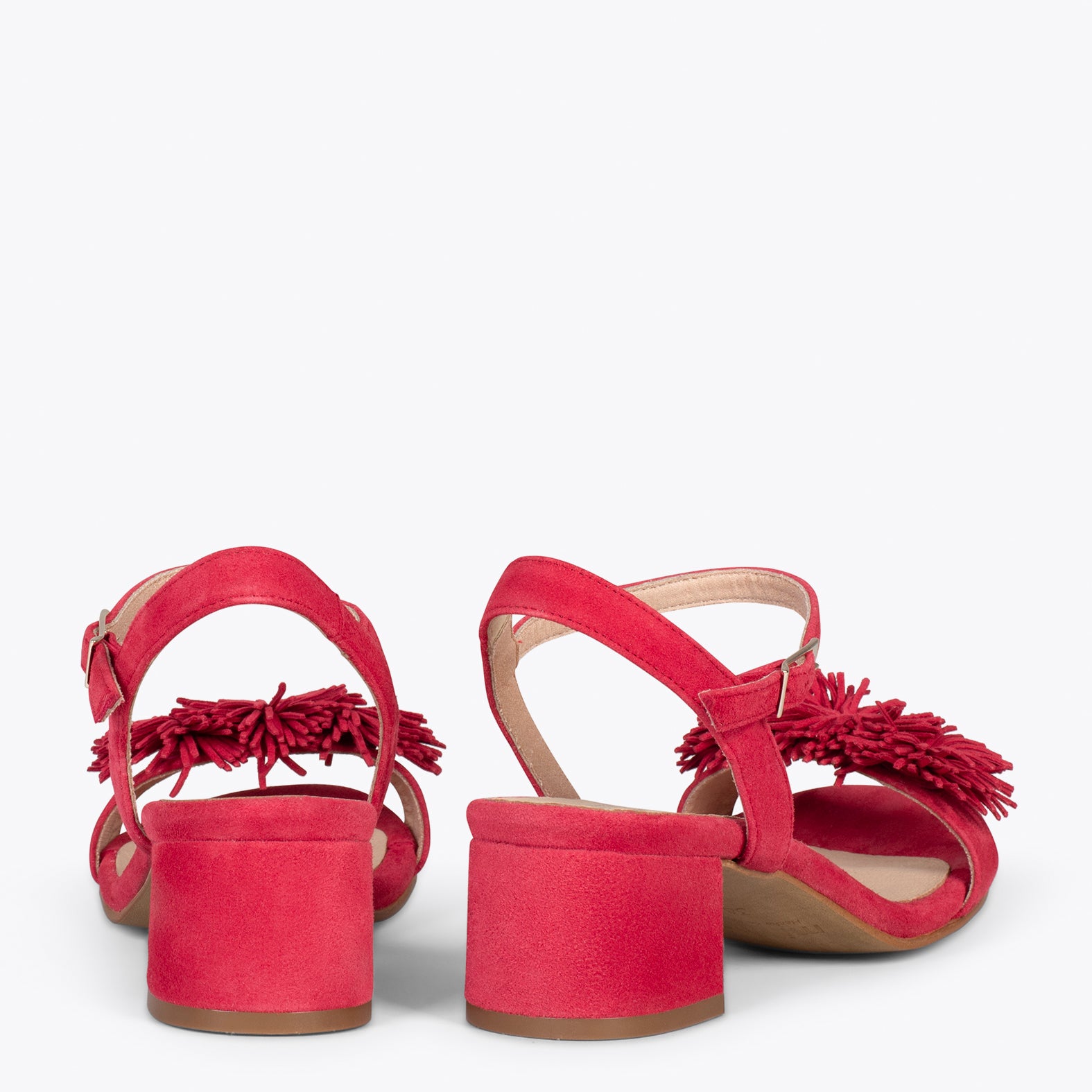 ZINNIA – RED sandals with pompom details