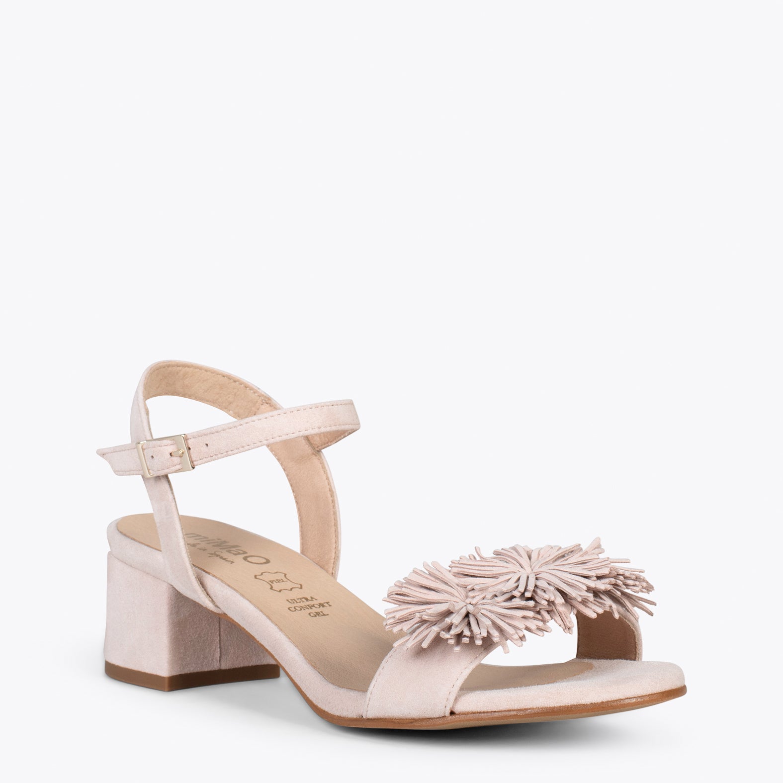 ZINNIA Sandalias de fiesta con adorno floral NUDE miMaO