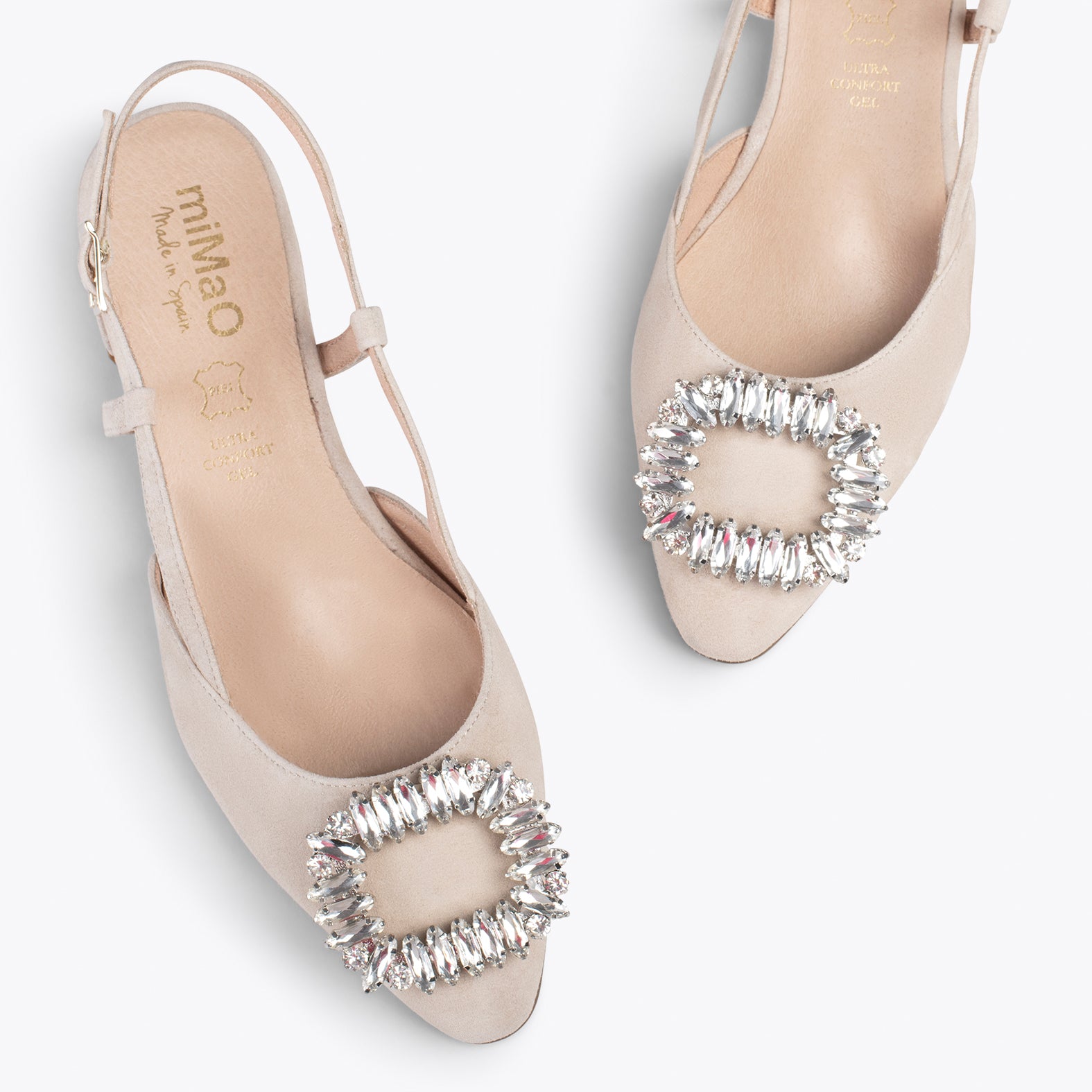 BRUNCH CRISTAL - Zapatos planos destalonados con adorno de cristal TAUPE