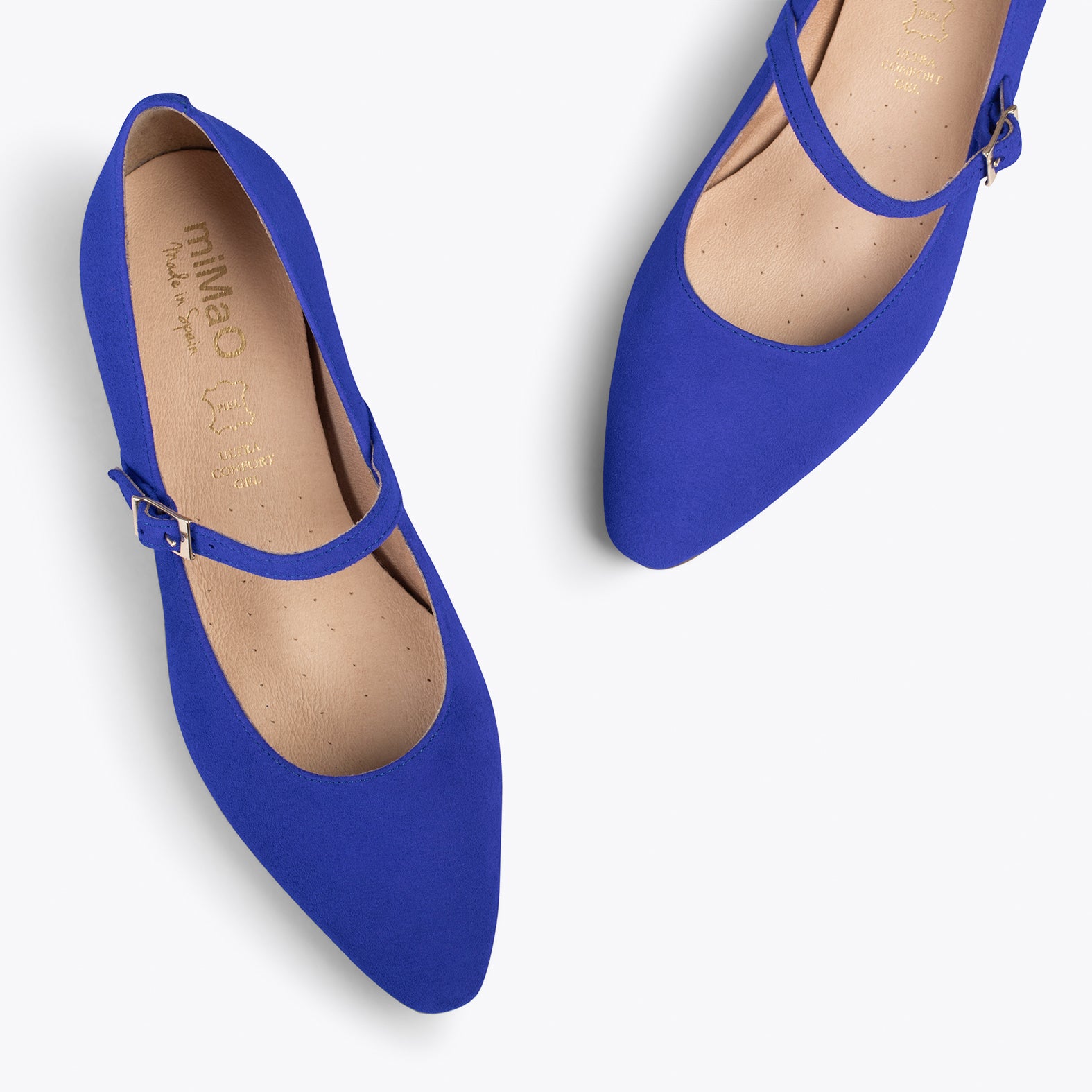 MARY-JANE – ELECTRIC BLUE buckled leather flats