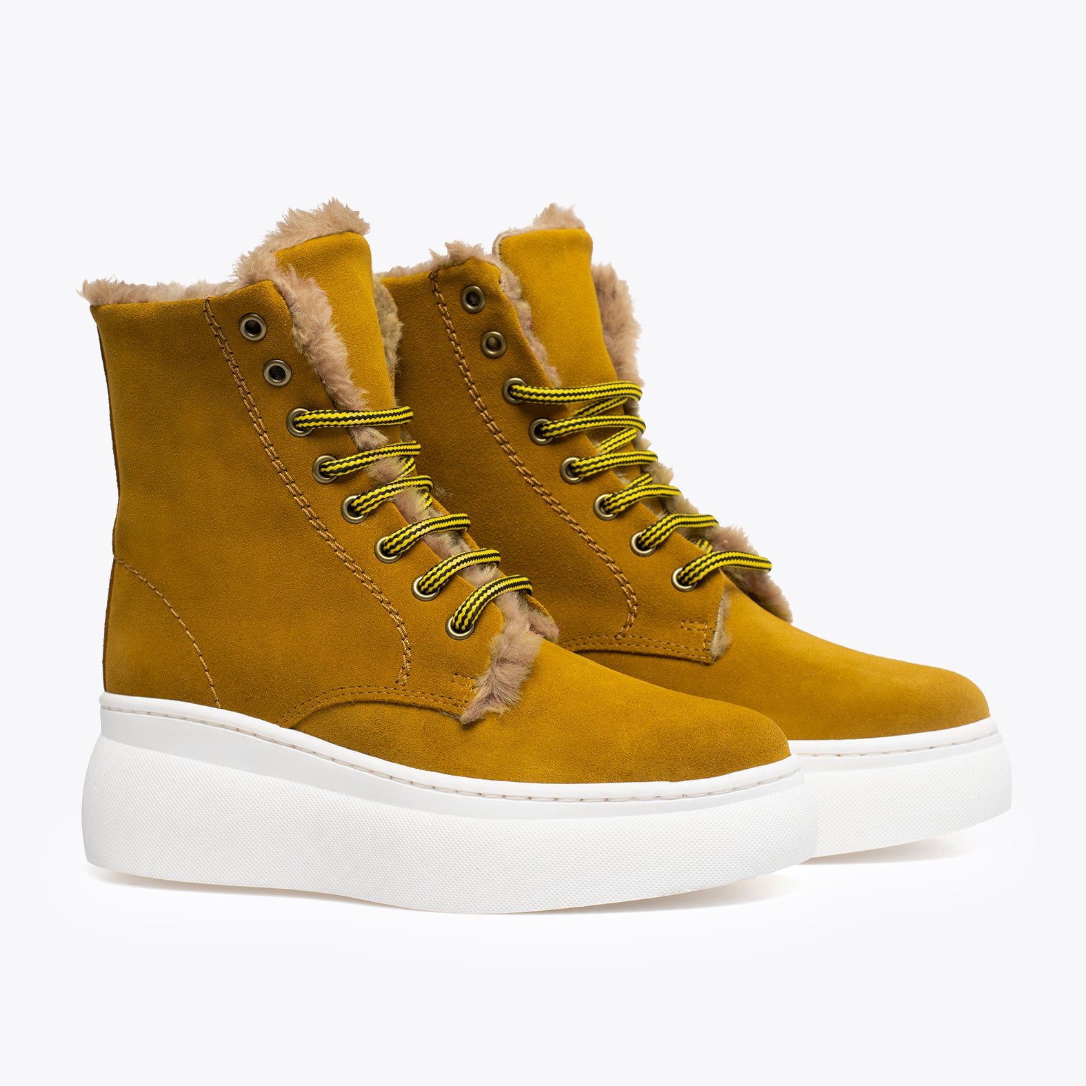 SNOW BOOTIE - YELLOW lace-up bootie