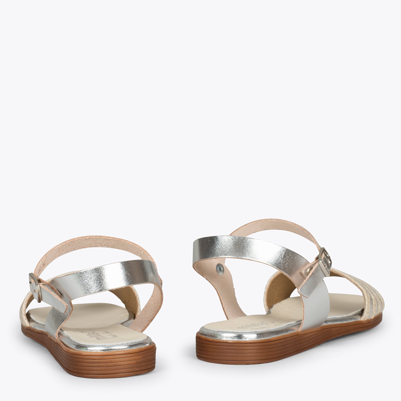 CERES – SILVER metallic flat sandal