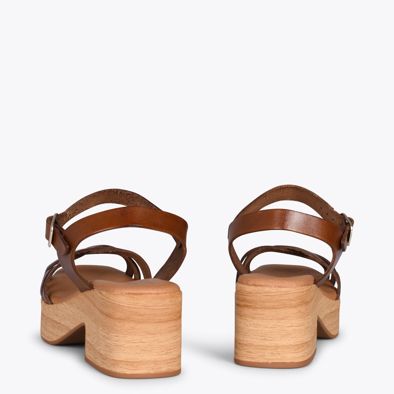 WOOD – Sandalias imitación madera con tiras MARRÓN