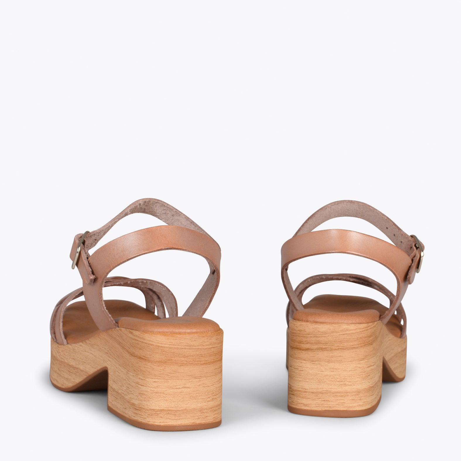 WOOD – Sandalias imitación madera con tiras TAUPE
