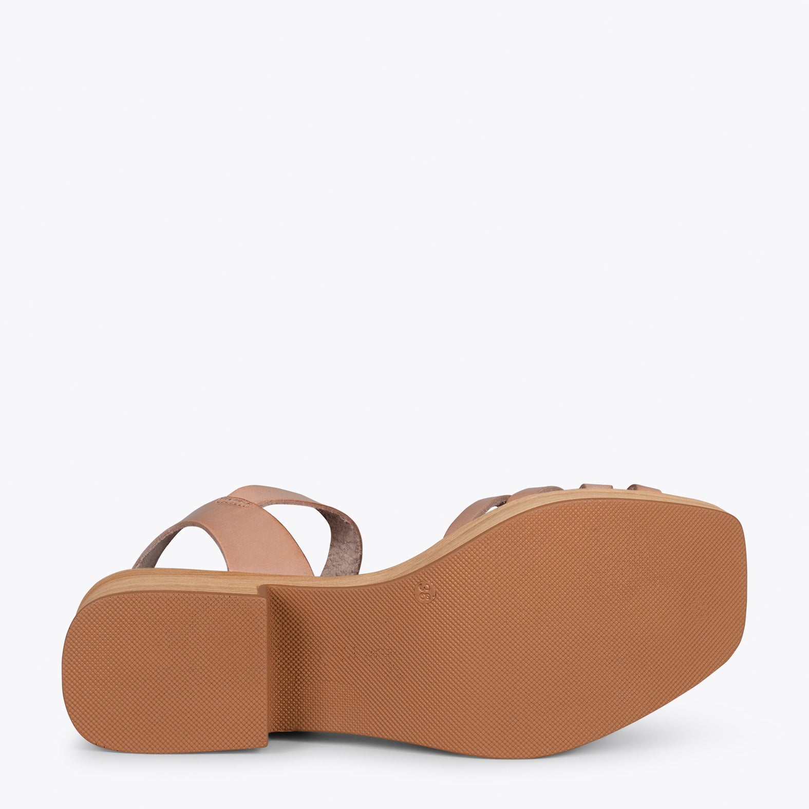 WOOD – NUDE strappy sandal with wooden heel