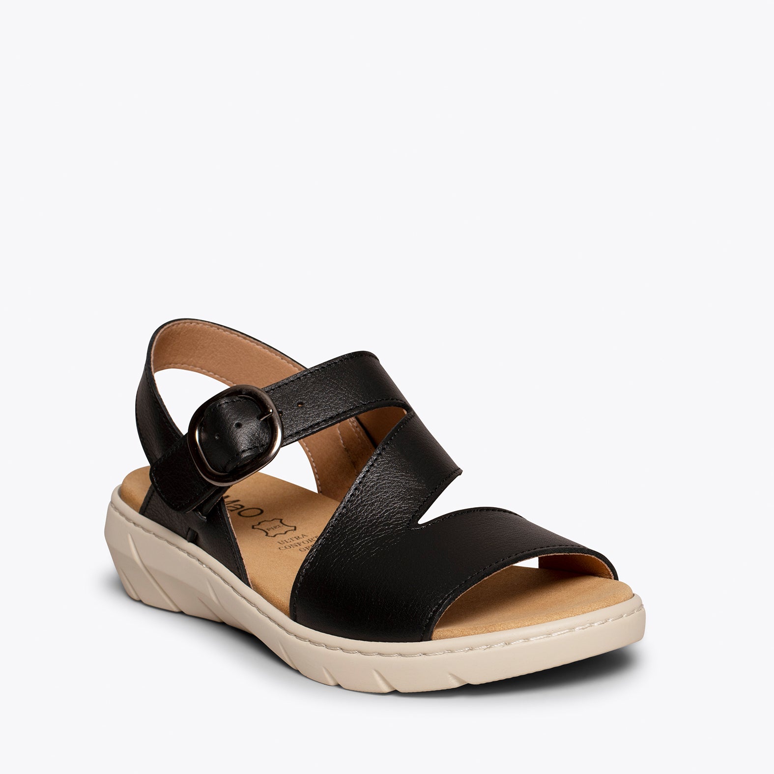 NATURA – BLACK sandals with removable insole