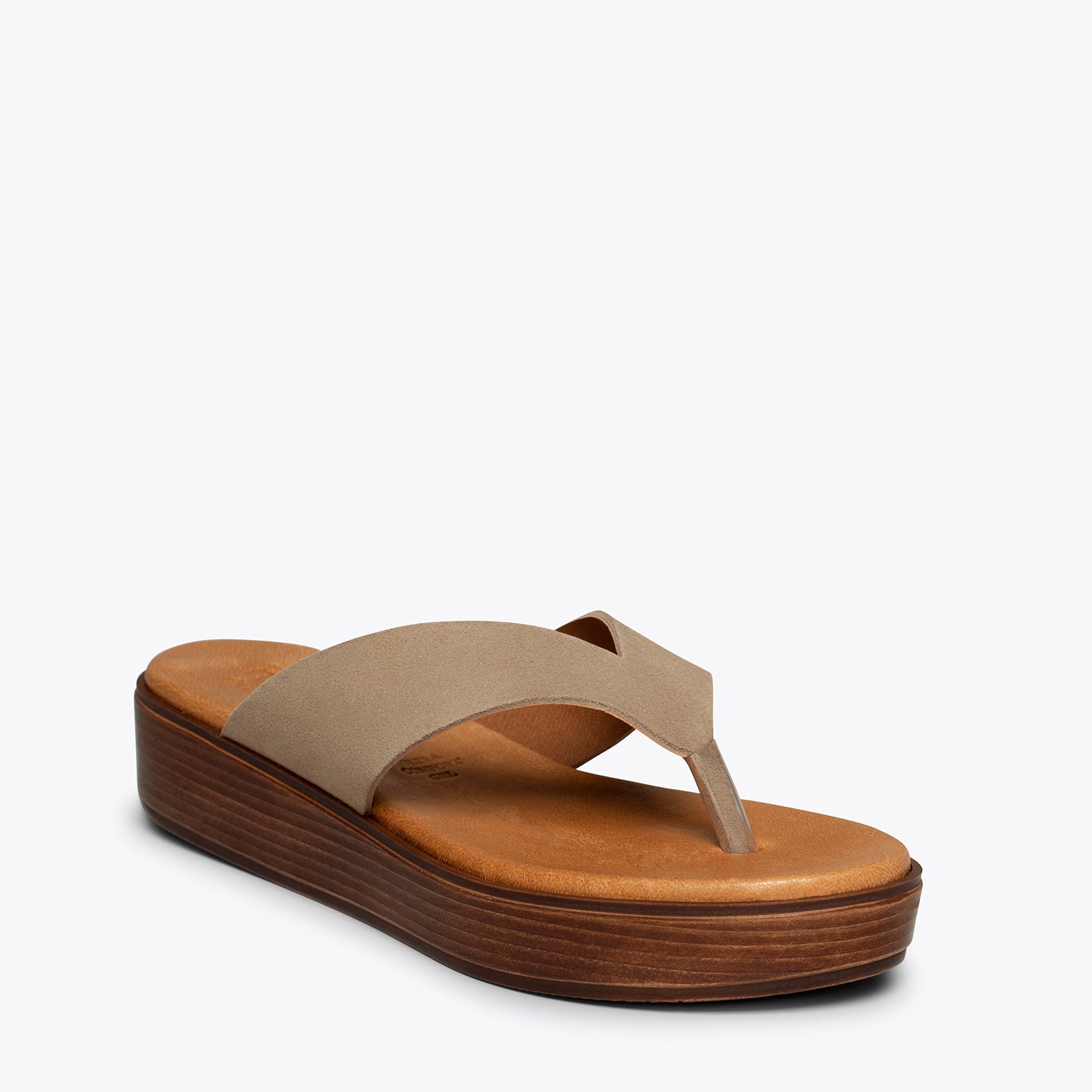 BASIC – TAUPE leather flip flops