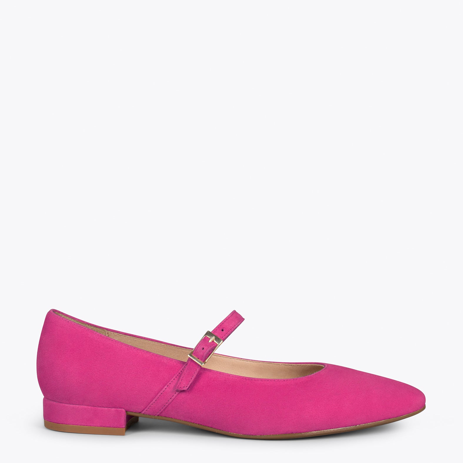 MARY-JANE – HOT PINK buckled leather flats