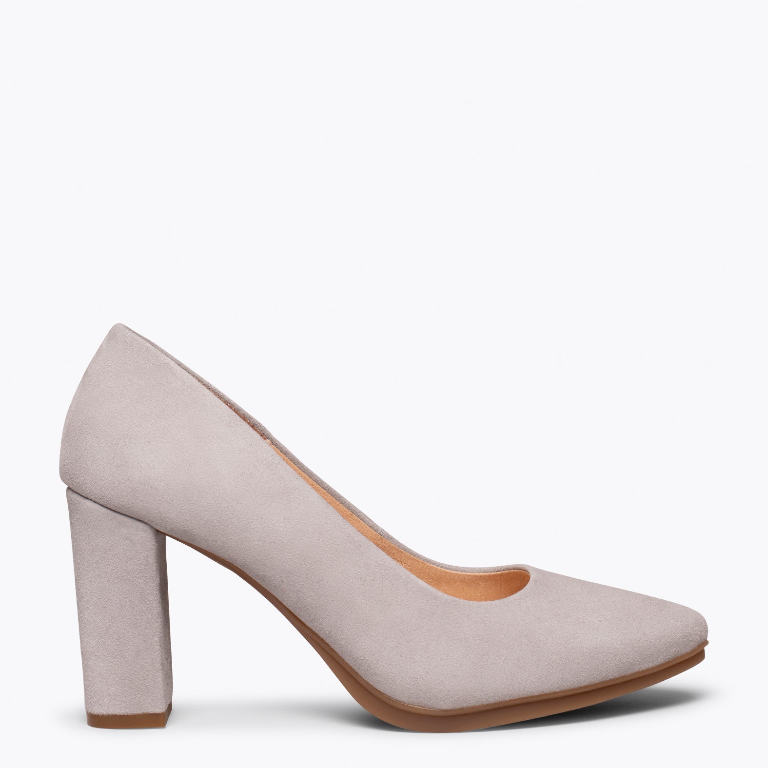 Light grey outlet block heel shoes