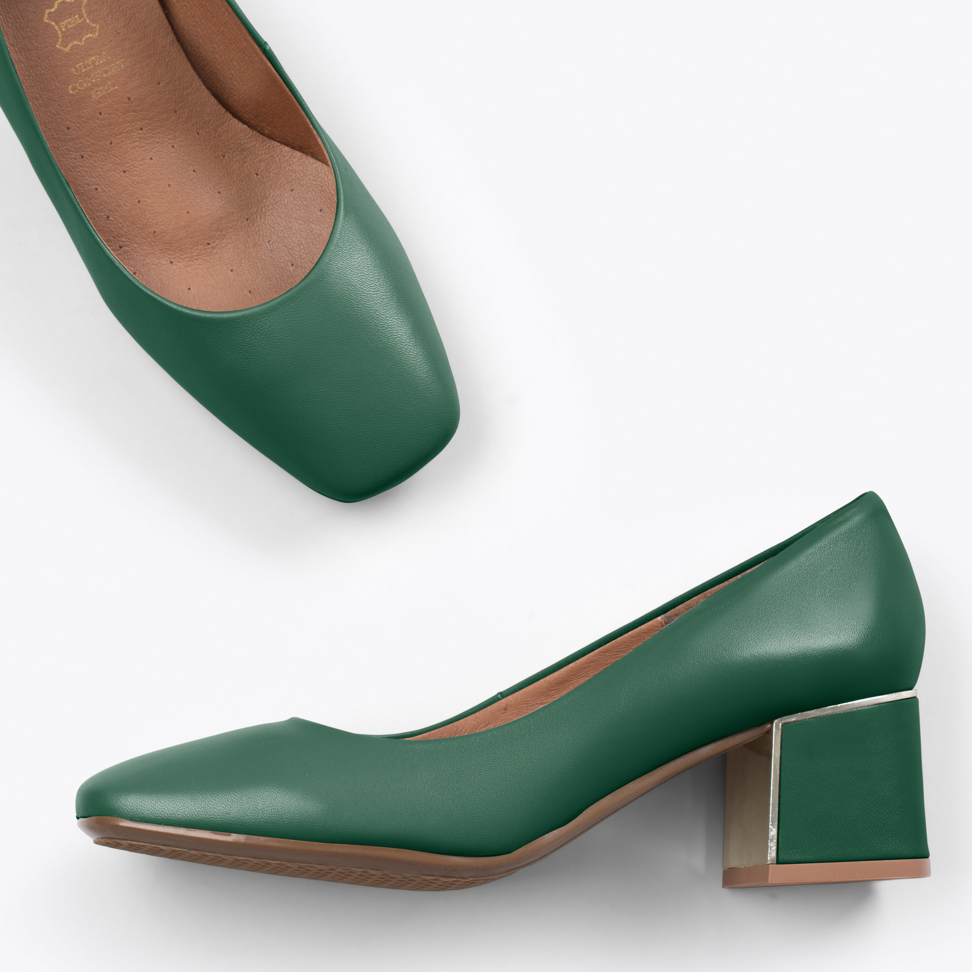 FEMME – GREEN high heels with square toe