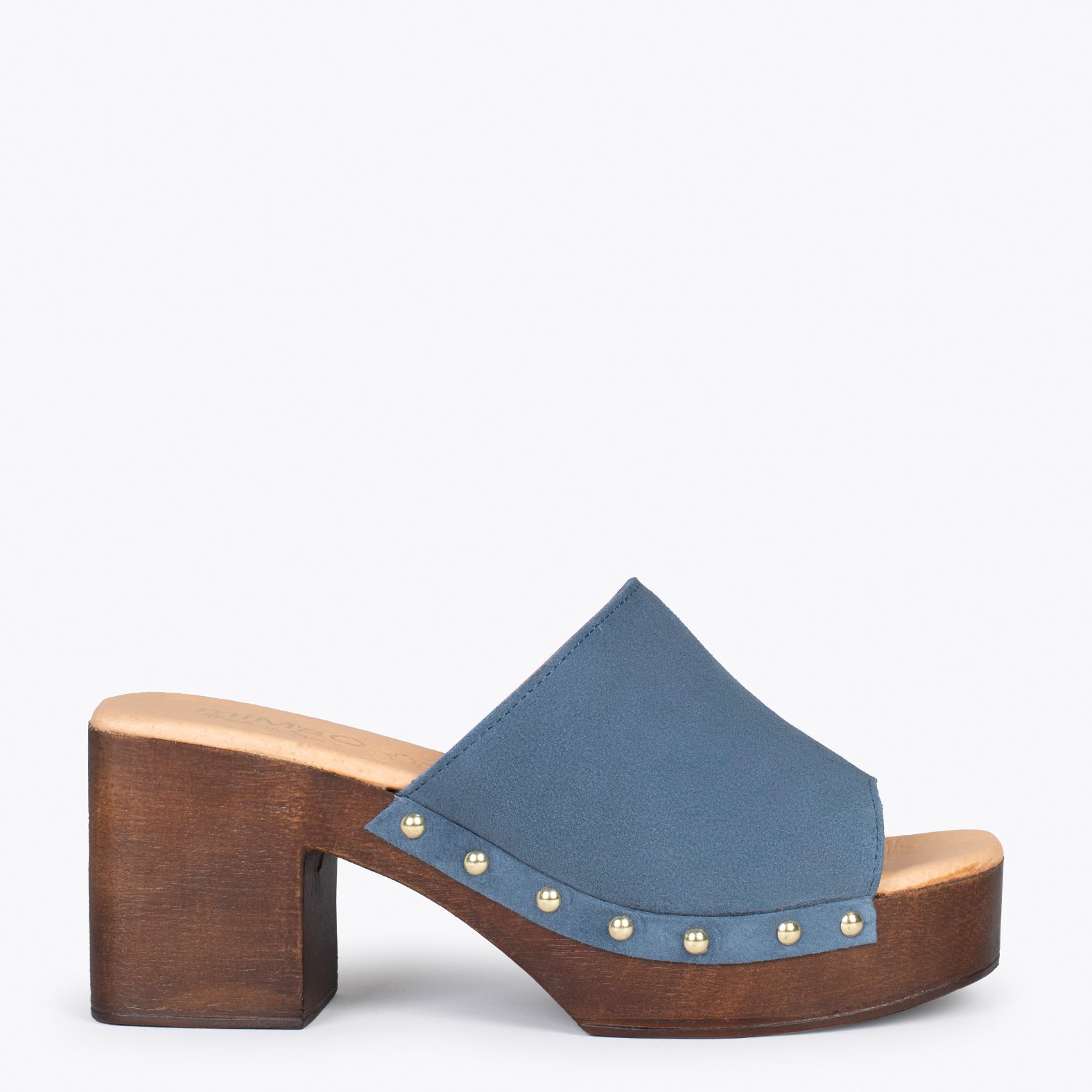 HOLIDAY – JEANS mules with heel and platform
