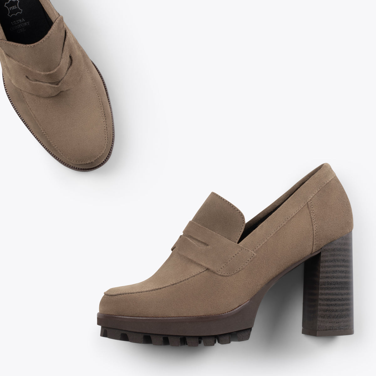 TREND – Mocasín con tacón y plataforma TAUPE