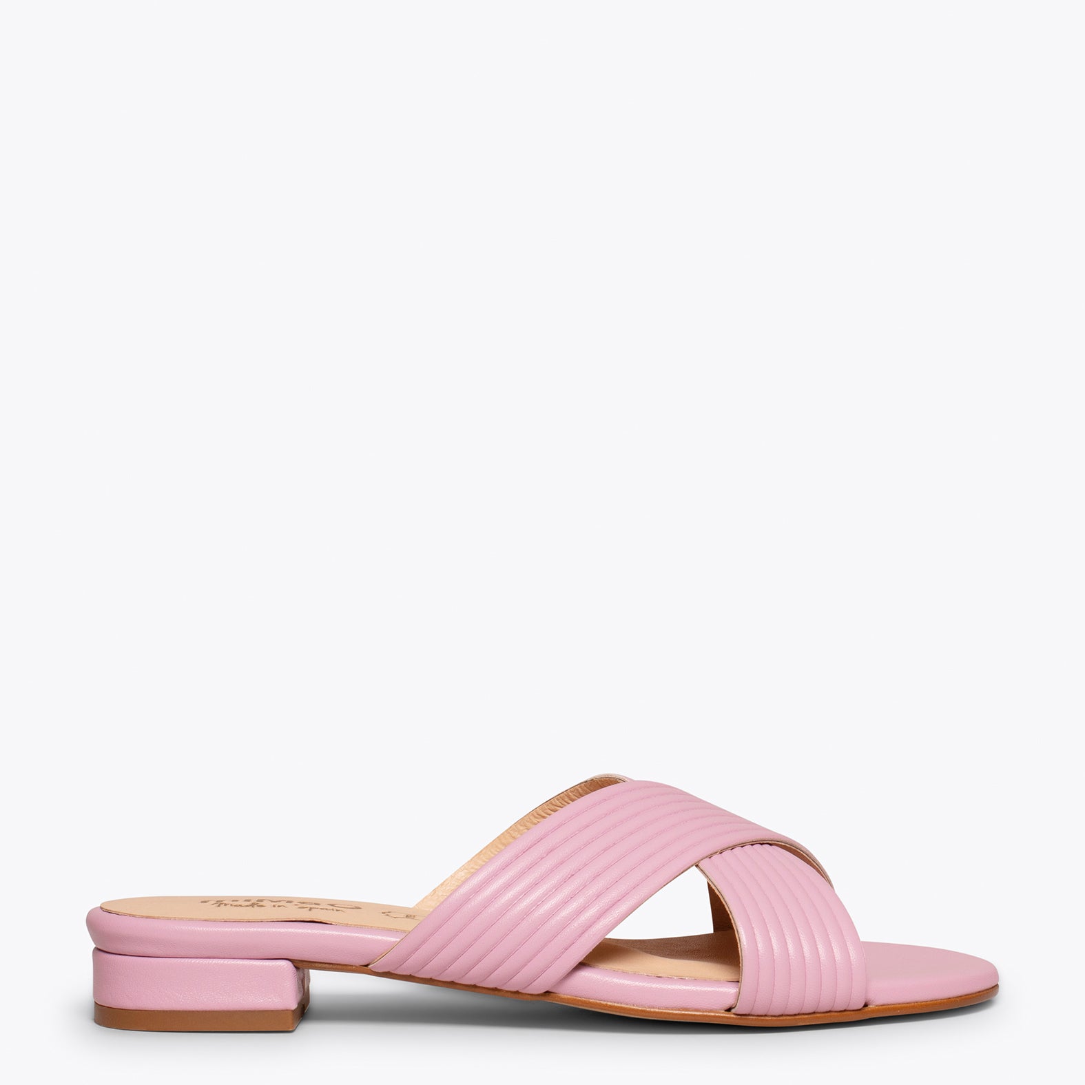PALA – PINK flat mules with cross straps