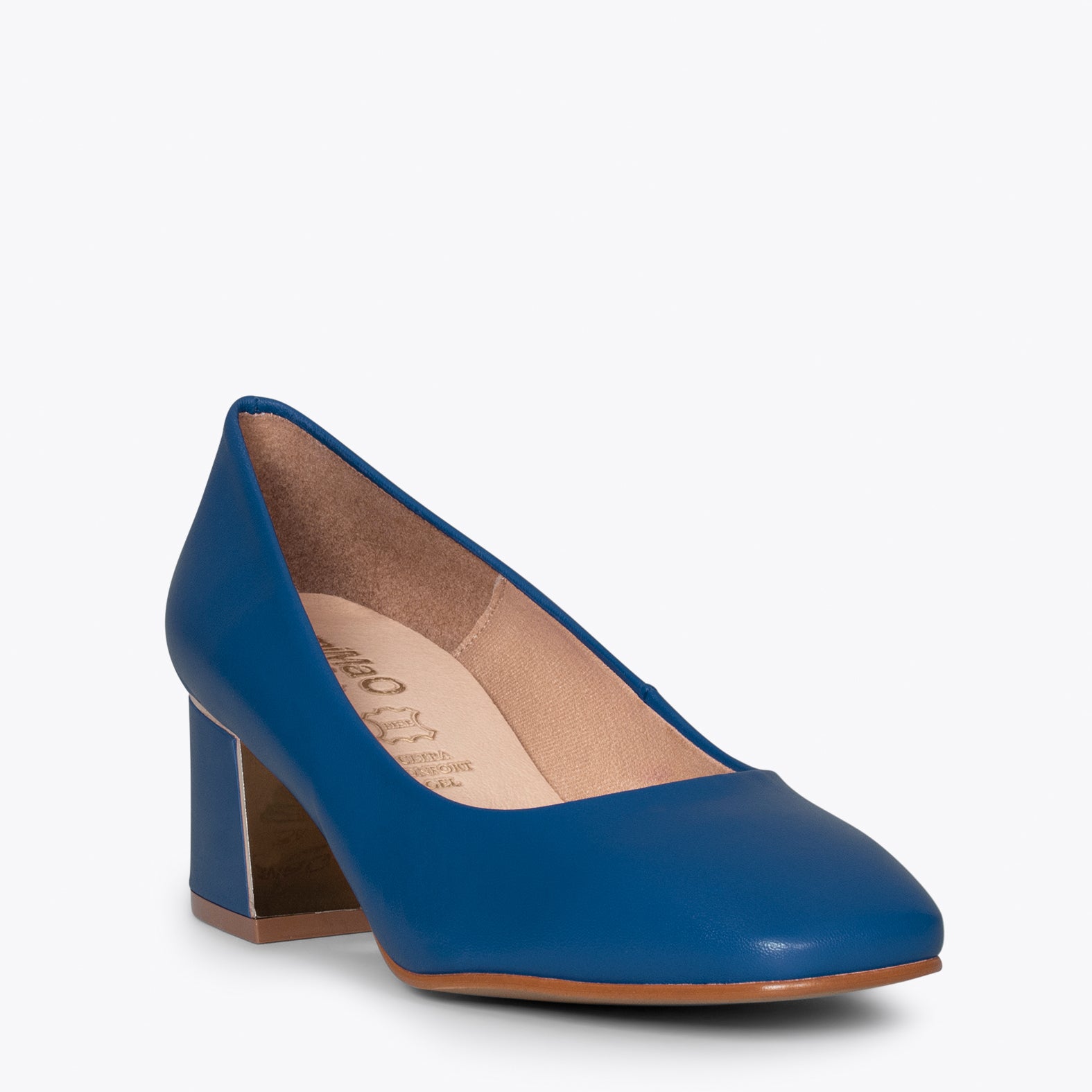 FEMME – NAVY mid heel shoes with square toe