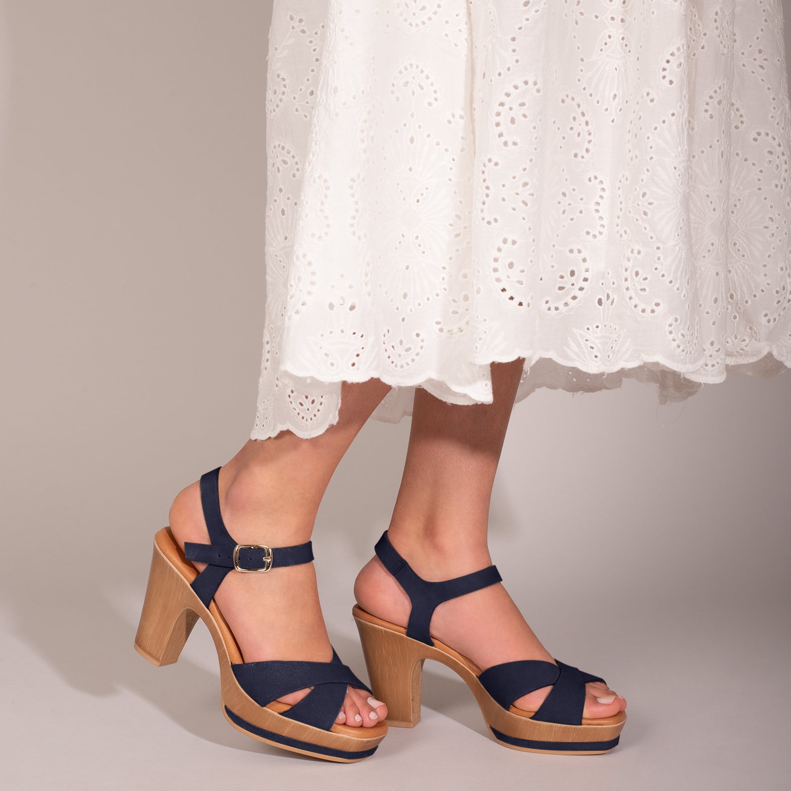 MYKONOS – NAVY high heel sandals with platform