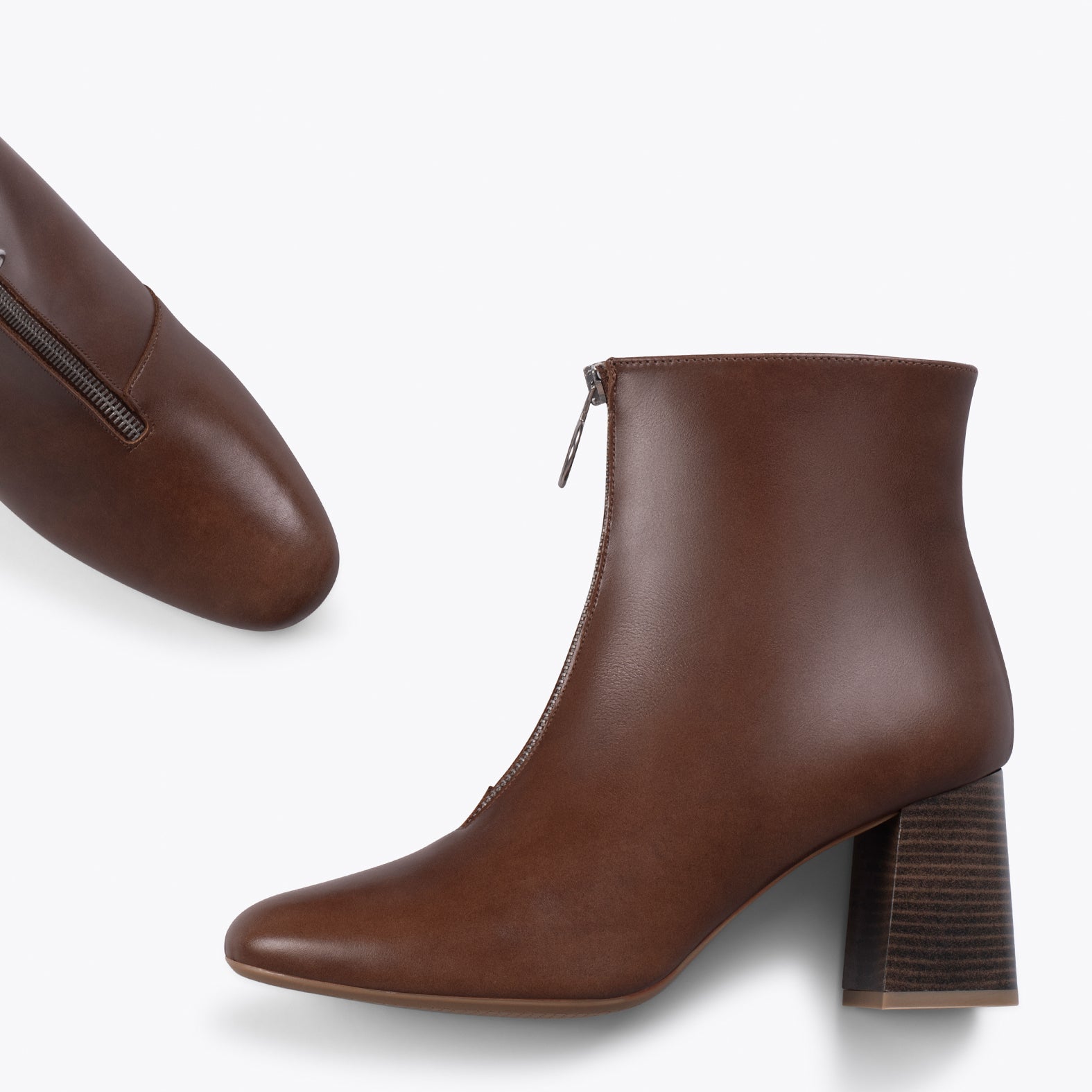 GIRL – BROWN bootie with decorative front zipper