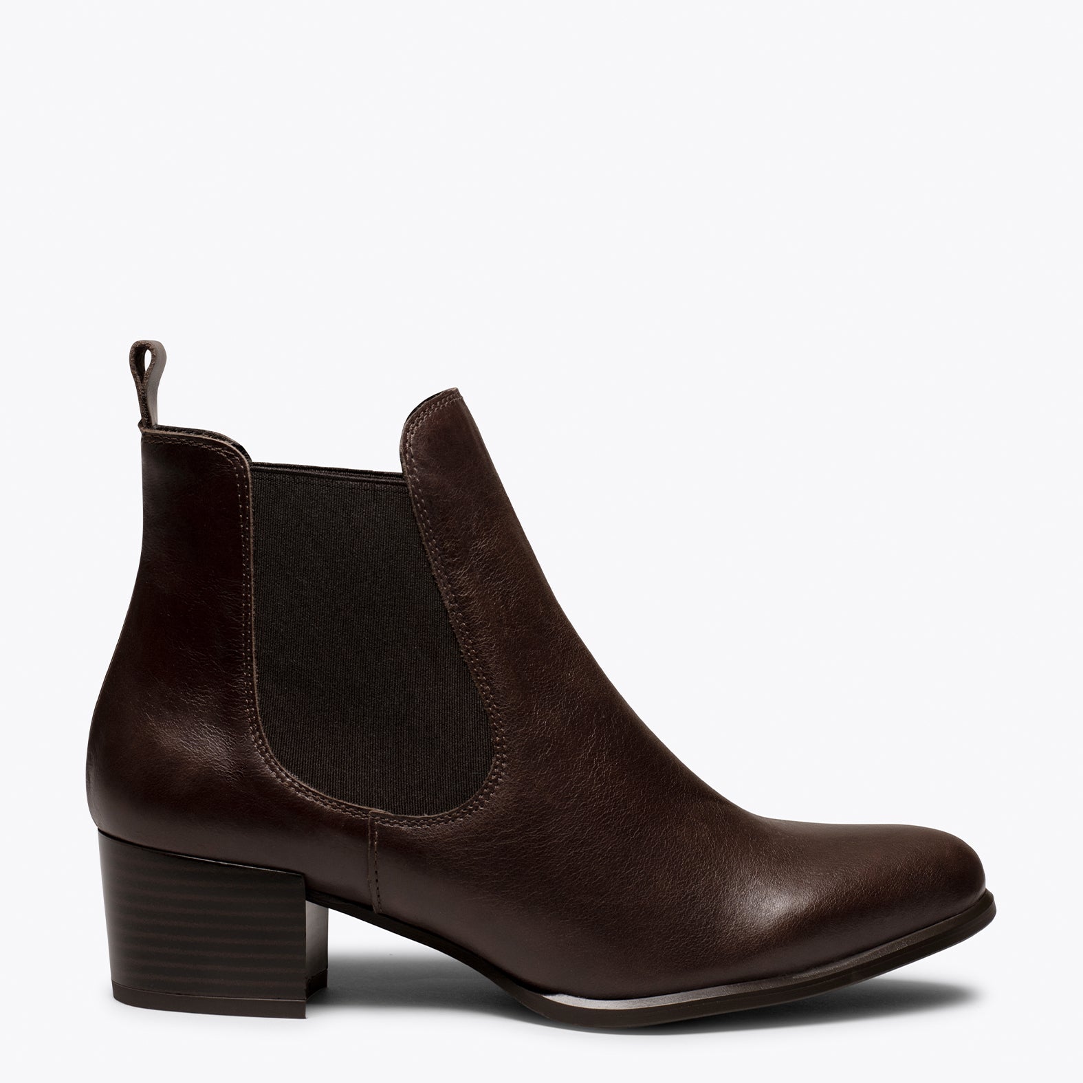 LONDON – BROWN leather chelsea bootie