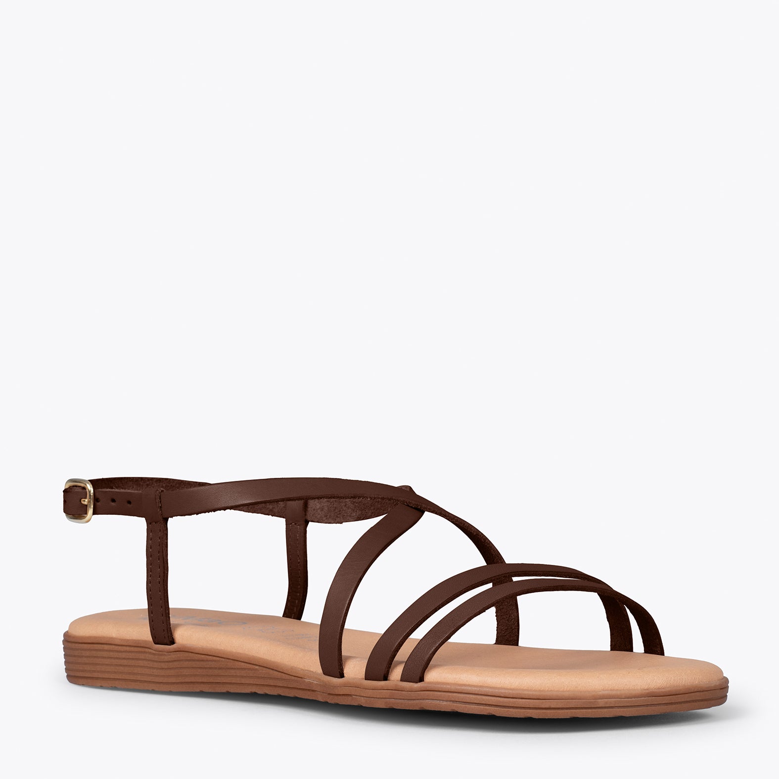 RODES - BROWN flat sandals with straps
