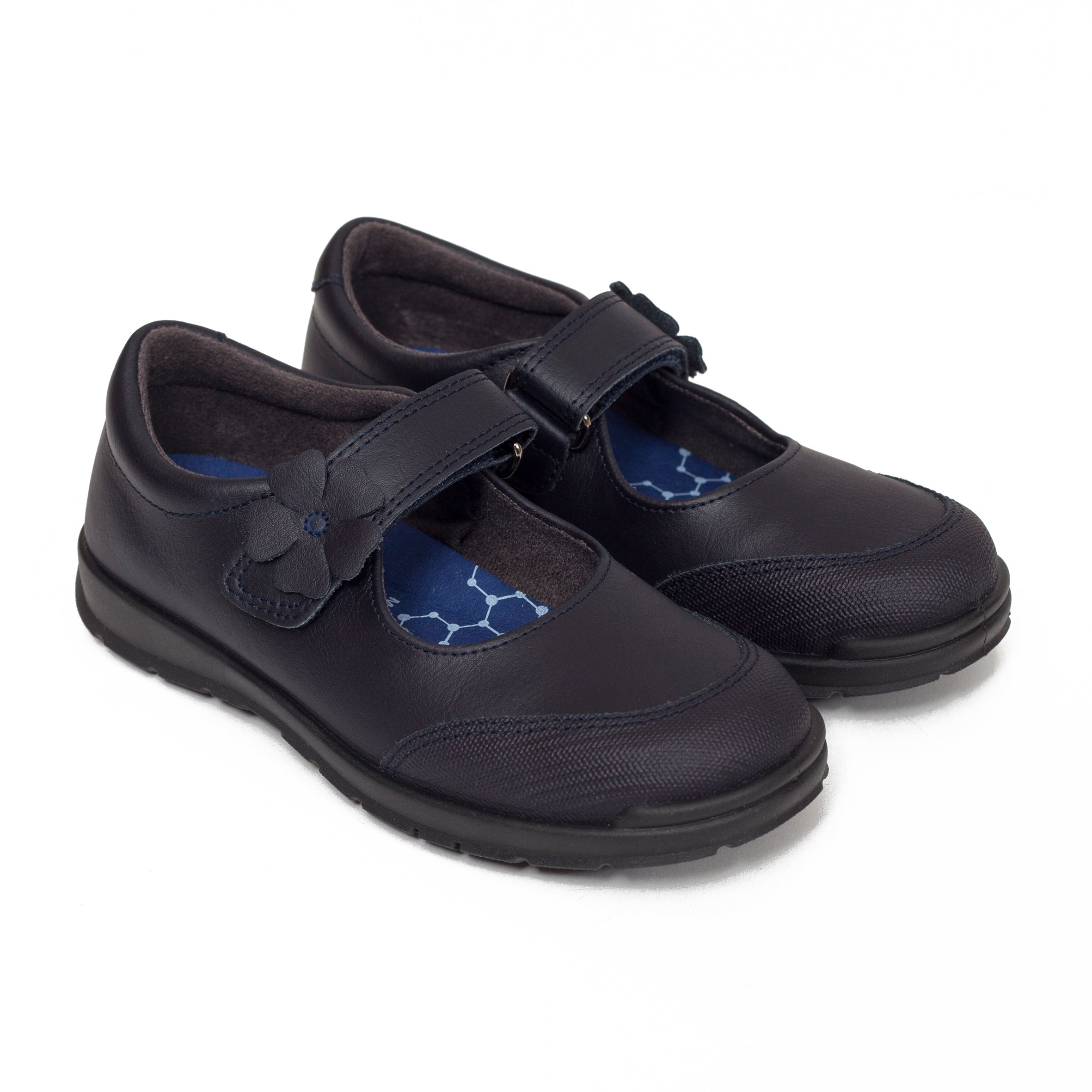Zapatos colegiales niña Merceditas azul marino para uniforme de colegio 