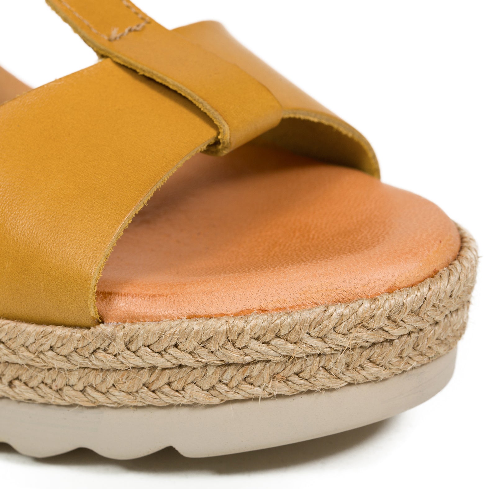 ELASTIC - Sandale Compensée avec scratch et élastique MOUTARDE
