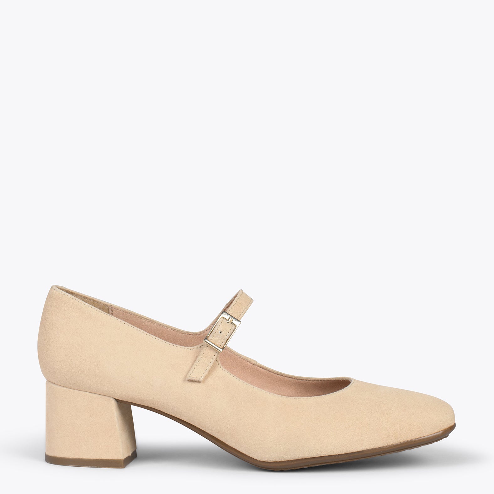 BELLA – BEIGE suede leather mary-jane shoes