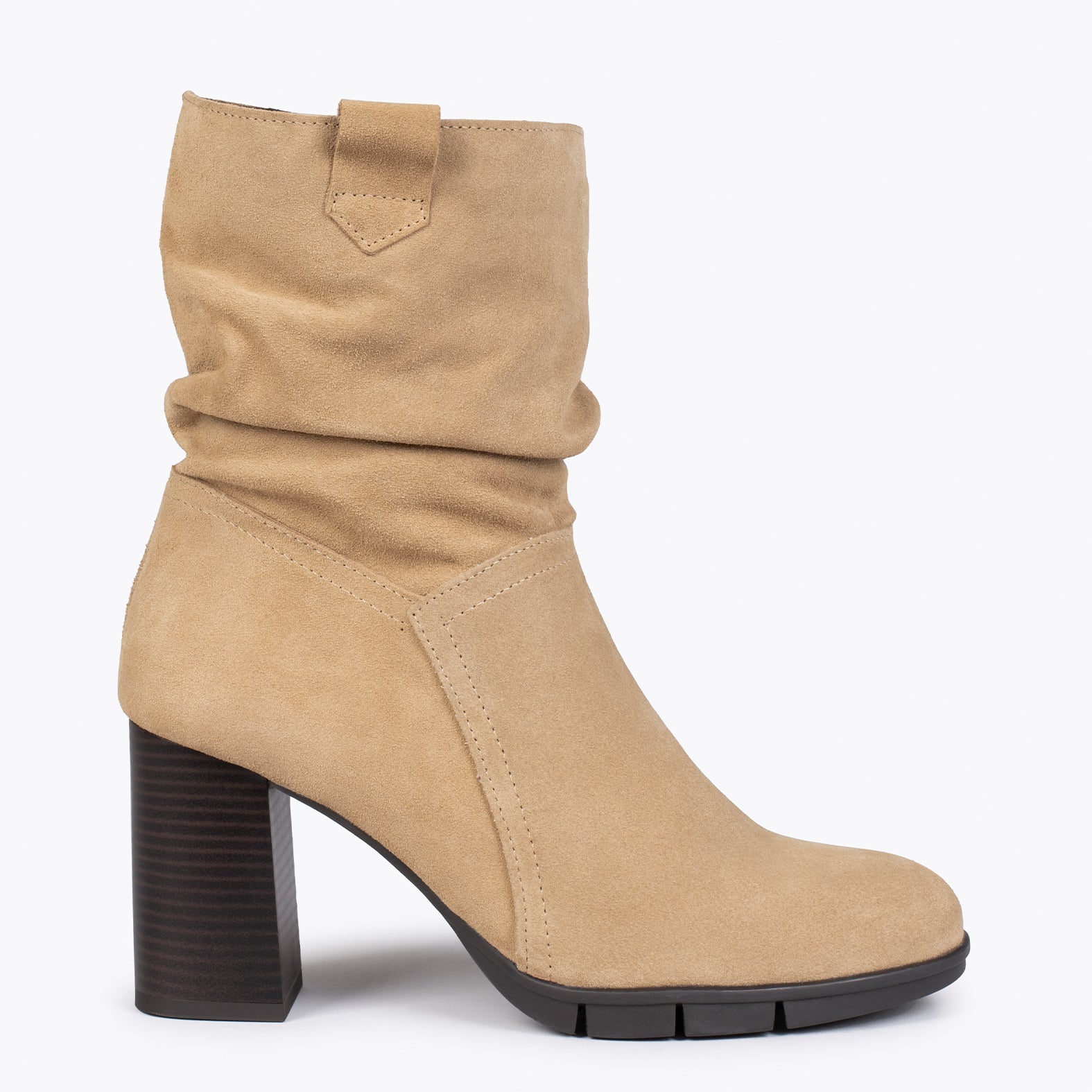 WAVE – BEIGE high heel booties with zipper