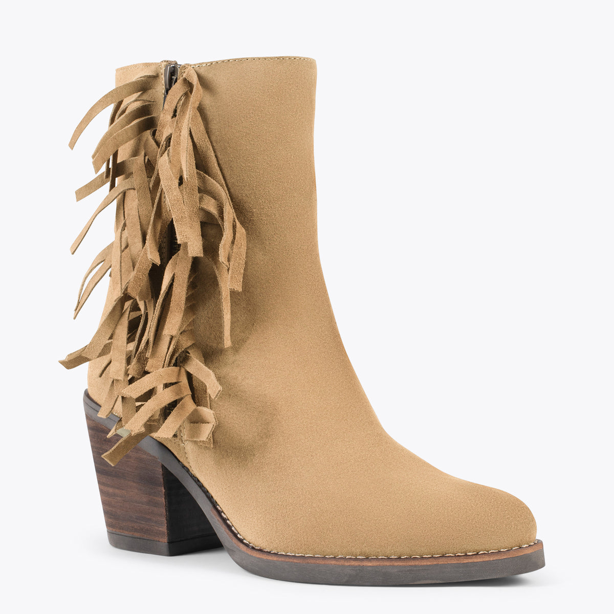 BOHO – Botines estilo cowboy con flecos BEIGE