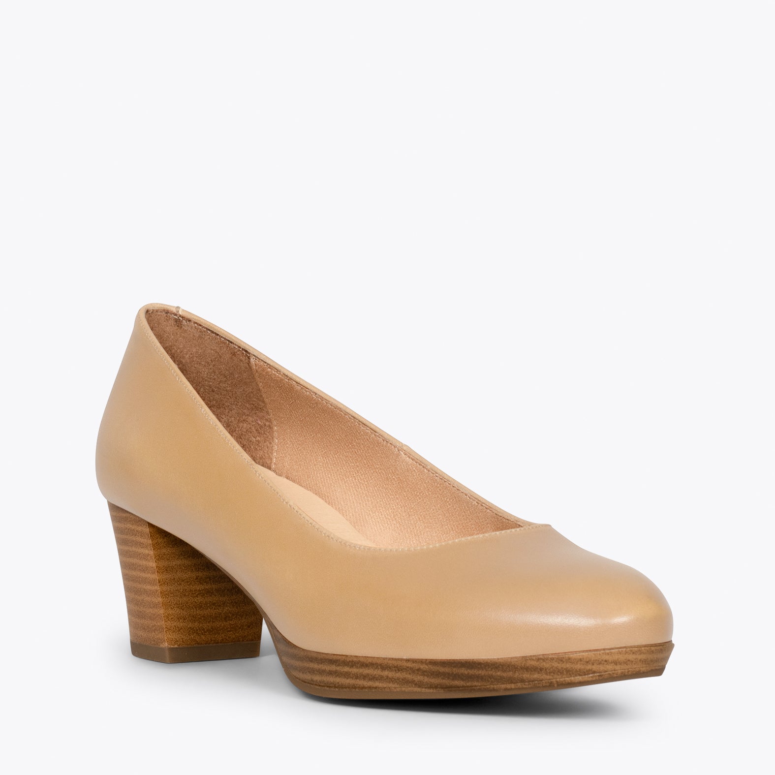 FLIGHT S – BEIGE women's shoes with low heel and platform