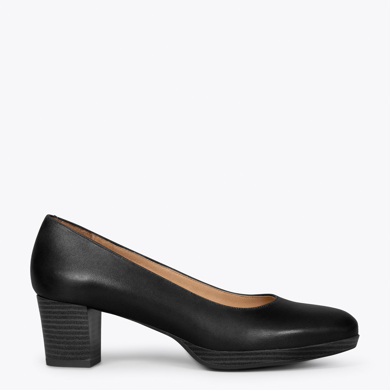 AZAFATA S – Zapatos de mujer con tacón bajo y plataforma NEGRO