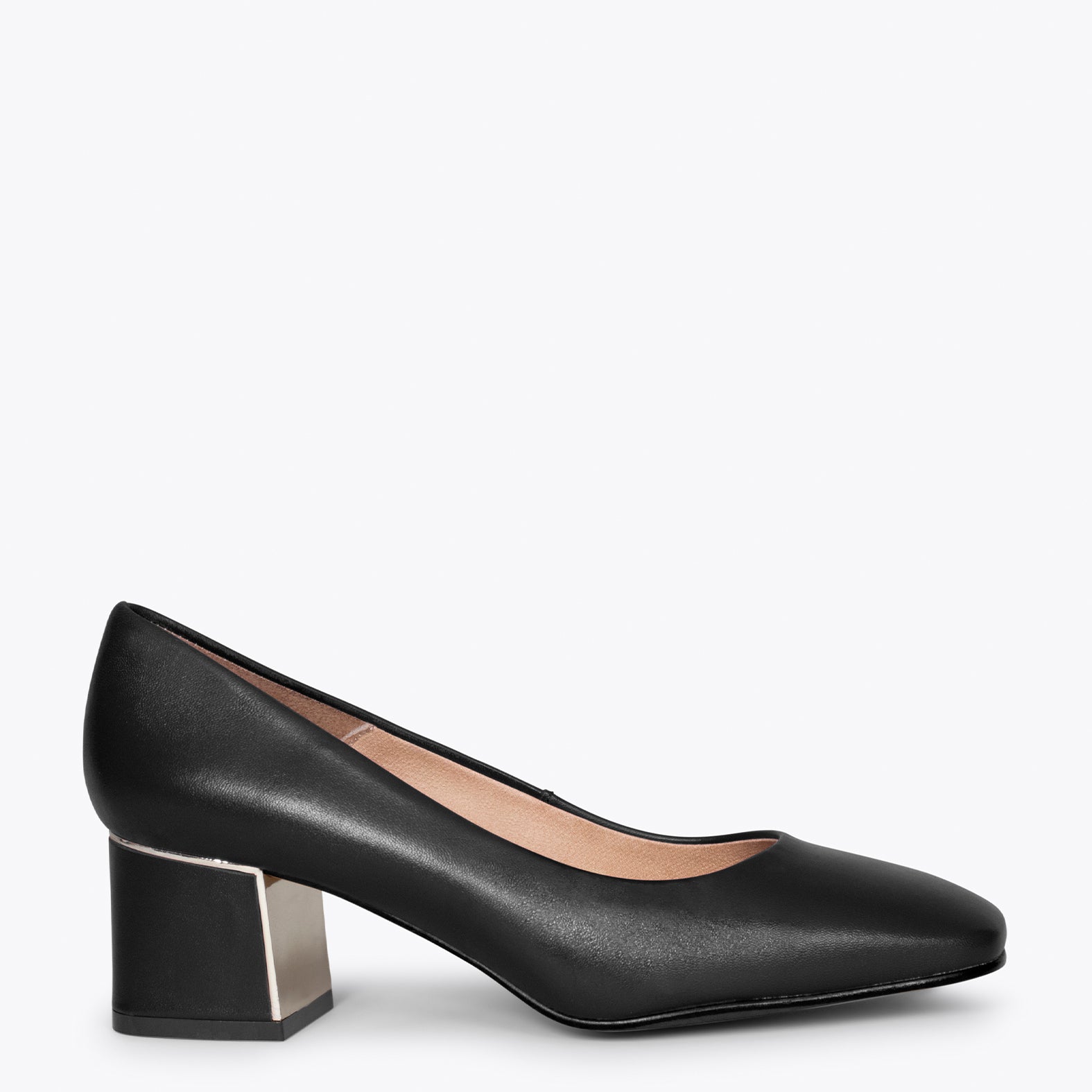 FEMME – BLACK mid heel shoes with square toe