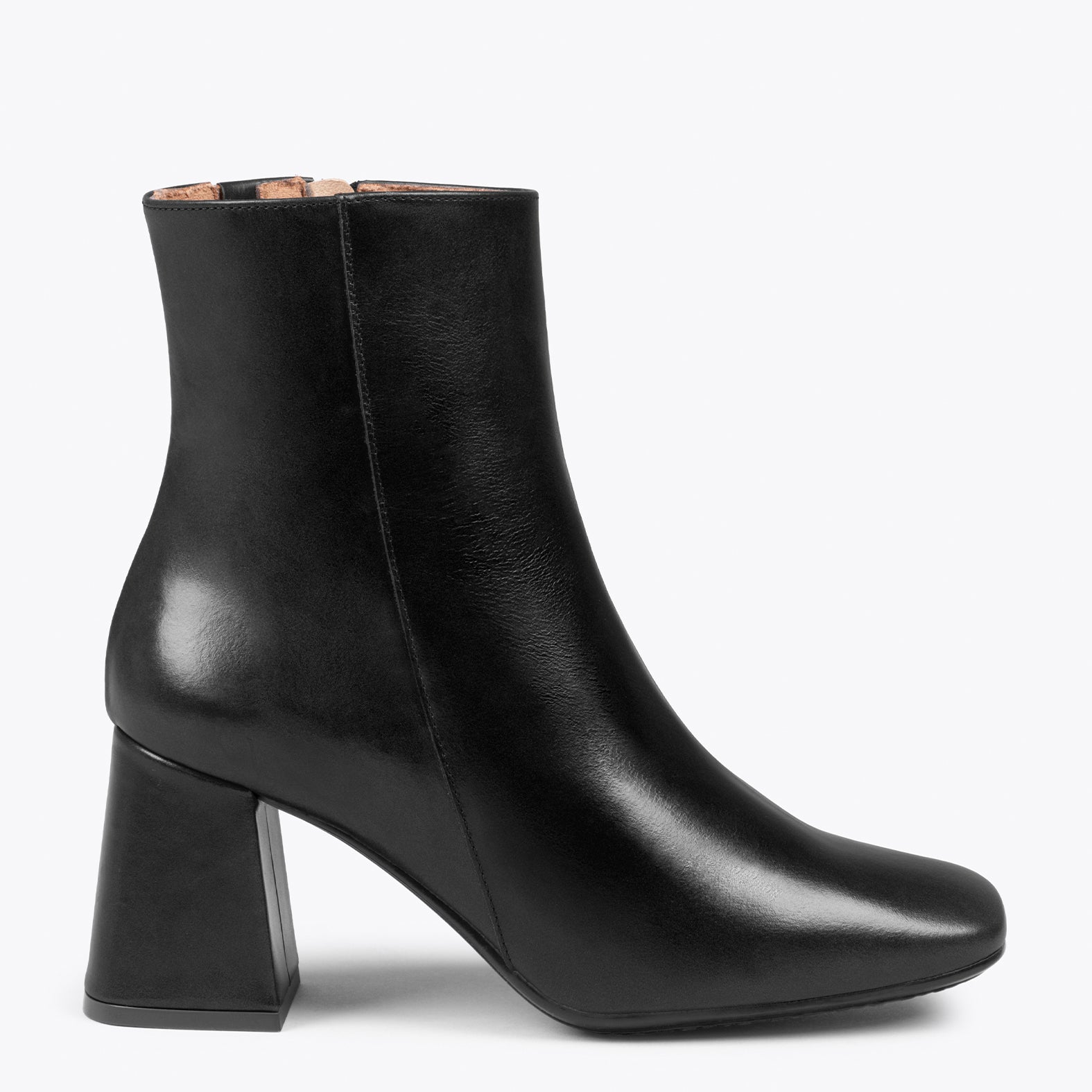 PARIS – BLACK square toe bootie with block heel