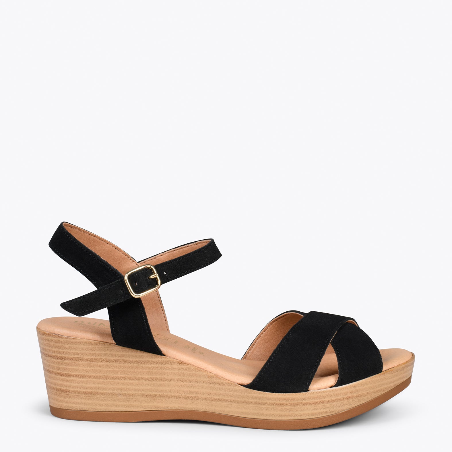 SEA- BLACK comfortable sandal with wedge
