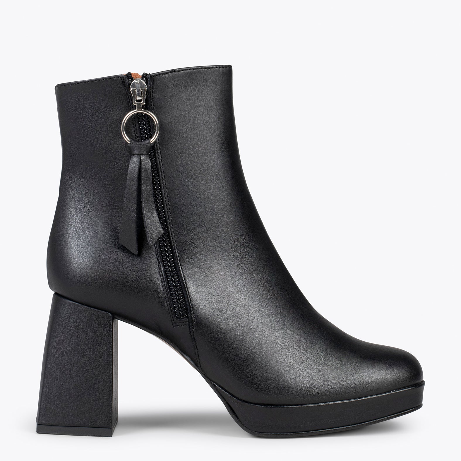 SIENA – BLACK platform block heel ankle boots 