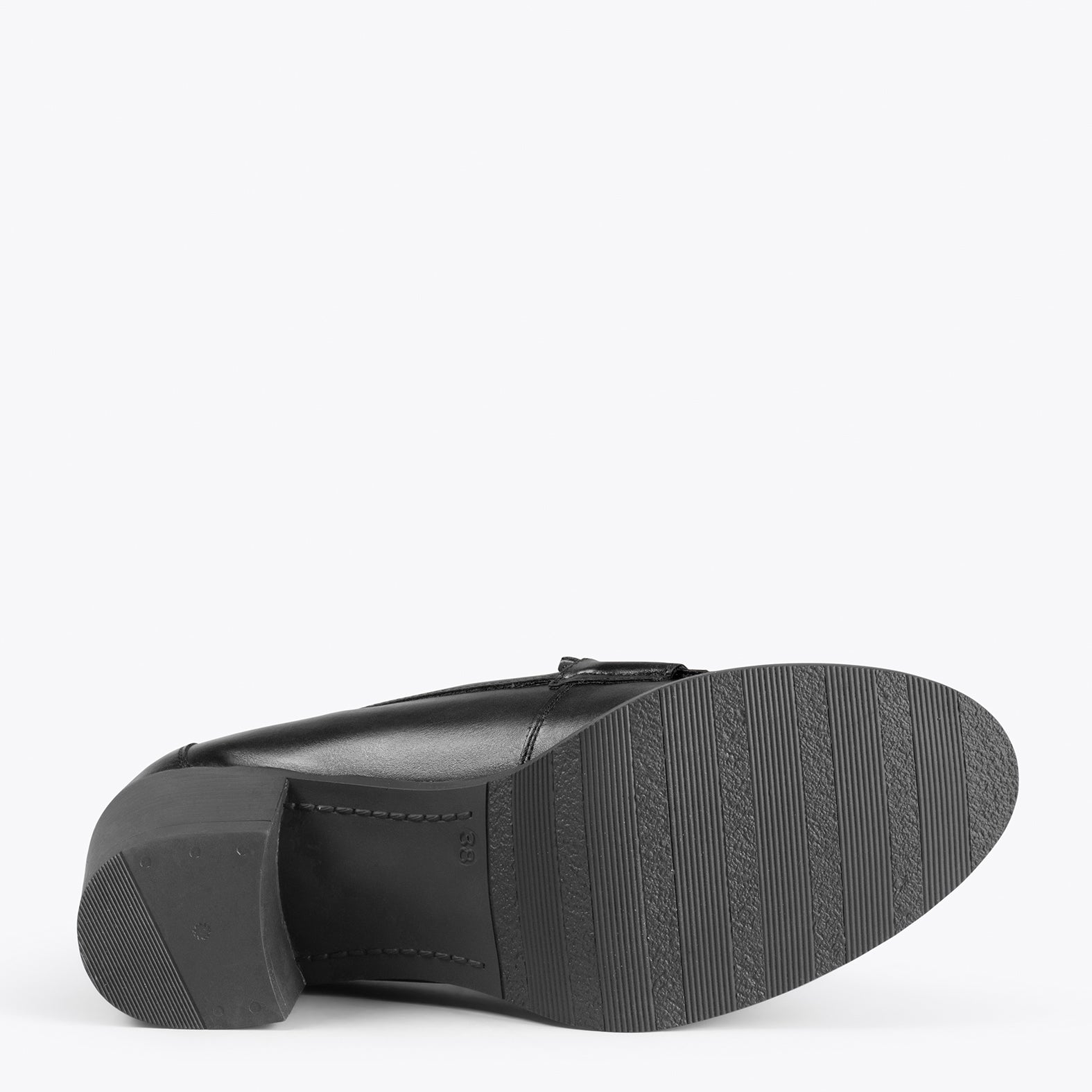 MOKKA – Mocassin en cuir nappa à talon NOIR