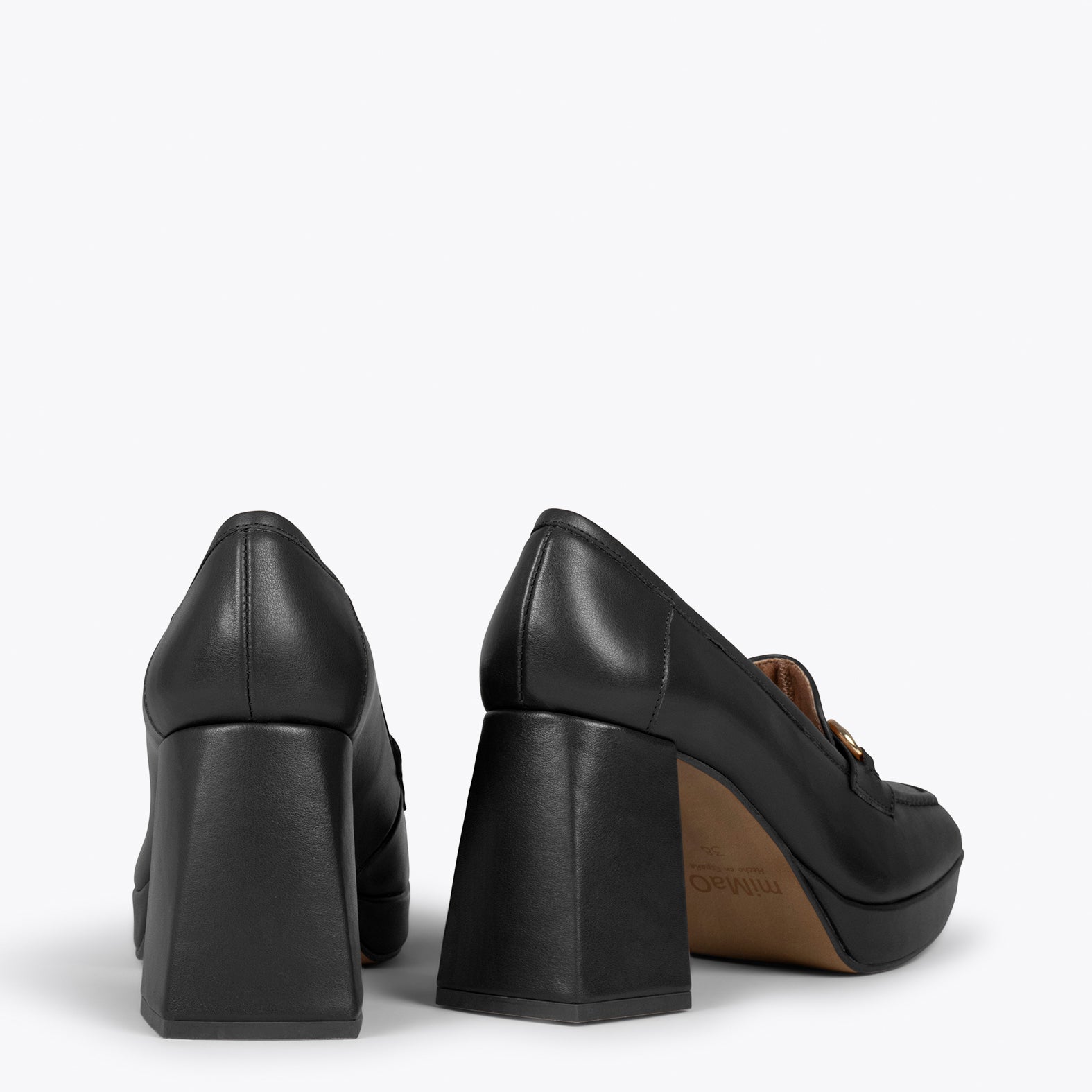 ANNETTE – BLACK moccasins with block heel and platform