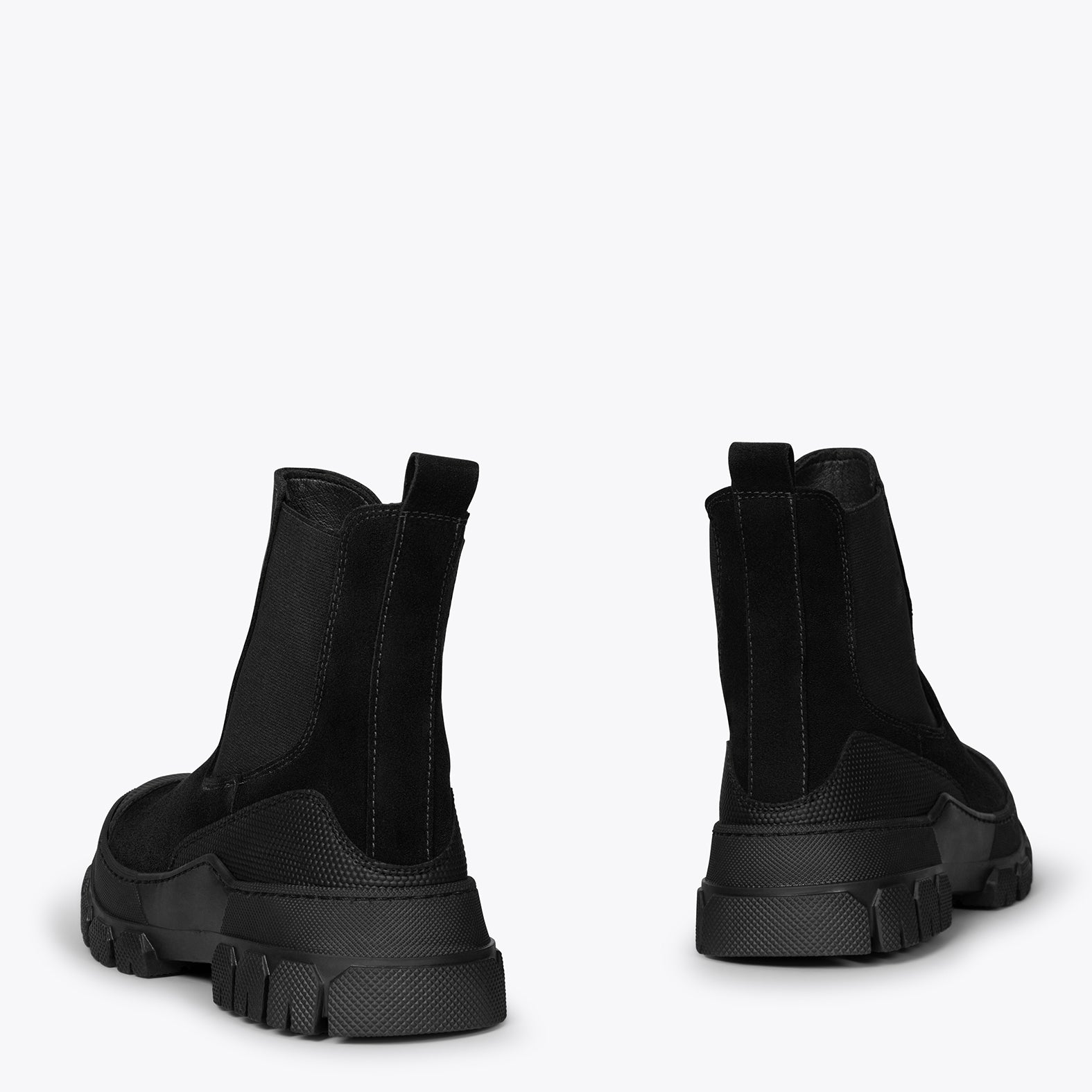 BROOKLYN - BLACK track booties with rubber toe