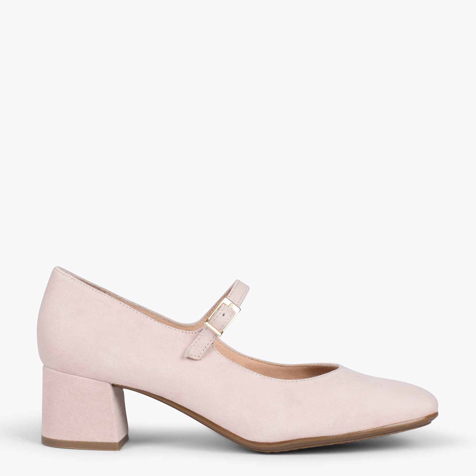 BELLA – NUDE suede leather mary-jane shoes