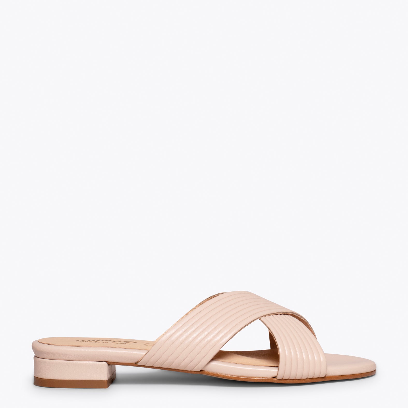 PALA – NUDE flat mules with cross straps
