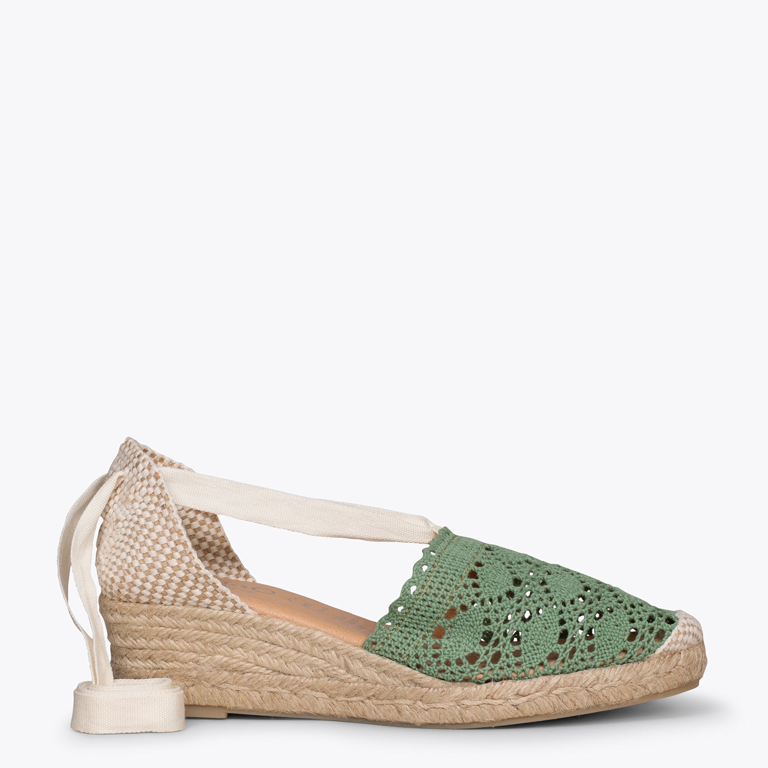 DEIÀ – GREEN crocheted espadrilles with laces