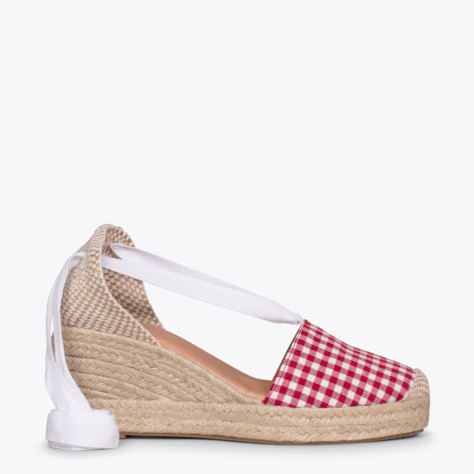 VERA – RED VICHY espadrilles with laces