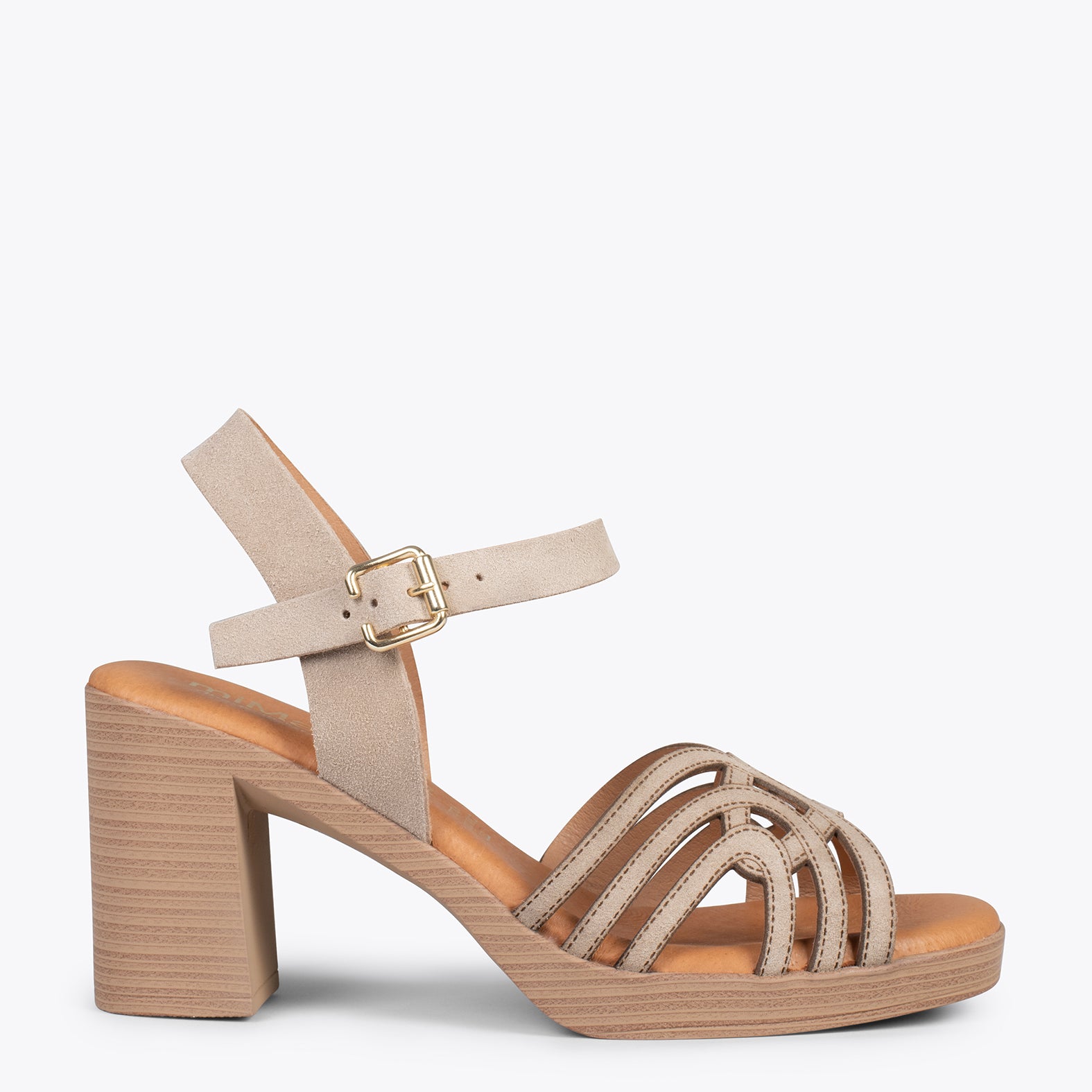 CIBELES – TAUPE wooden block heel sandal