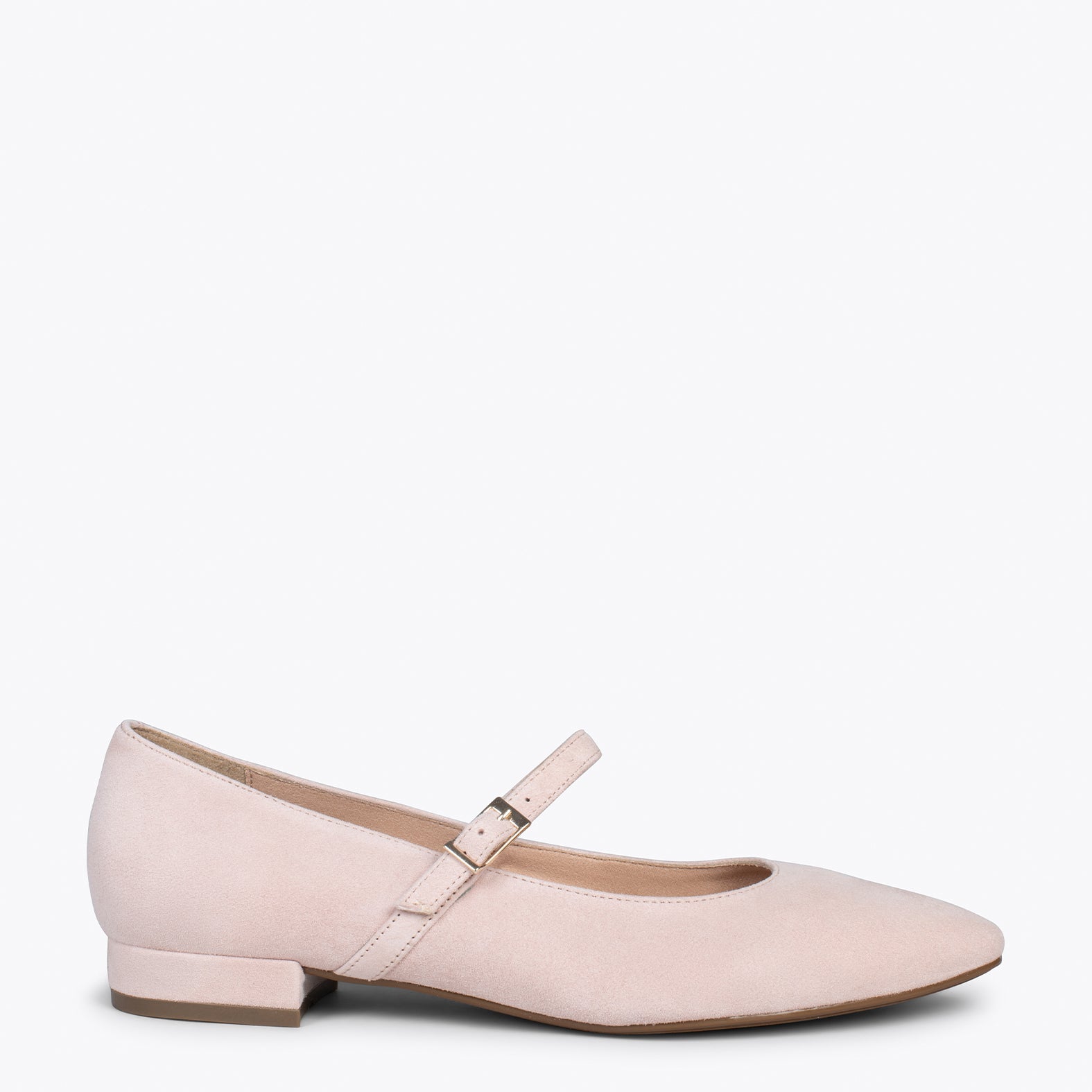 MARY-JANE – PALE PINK buckled leather flats