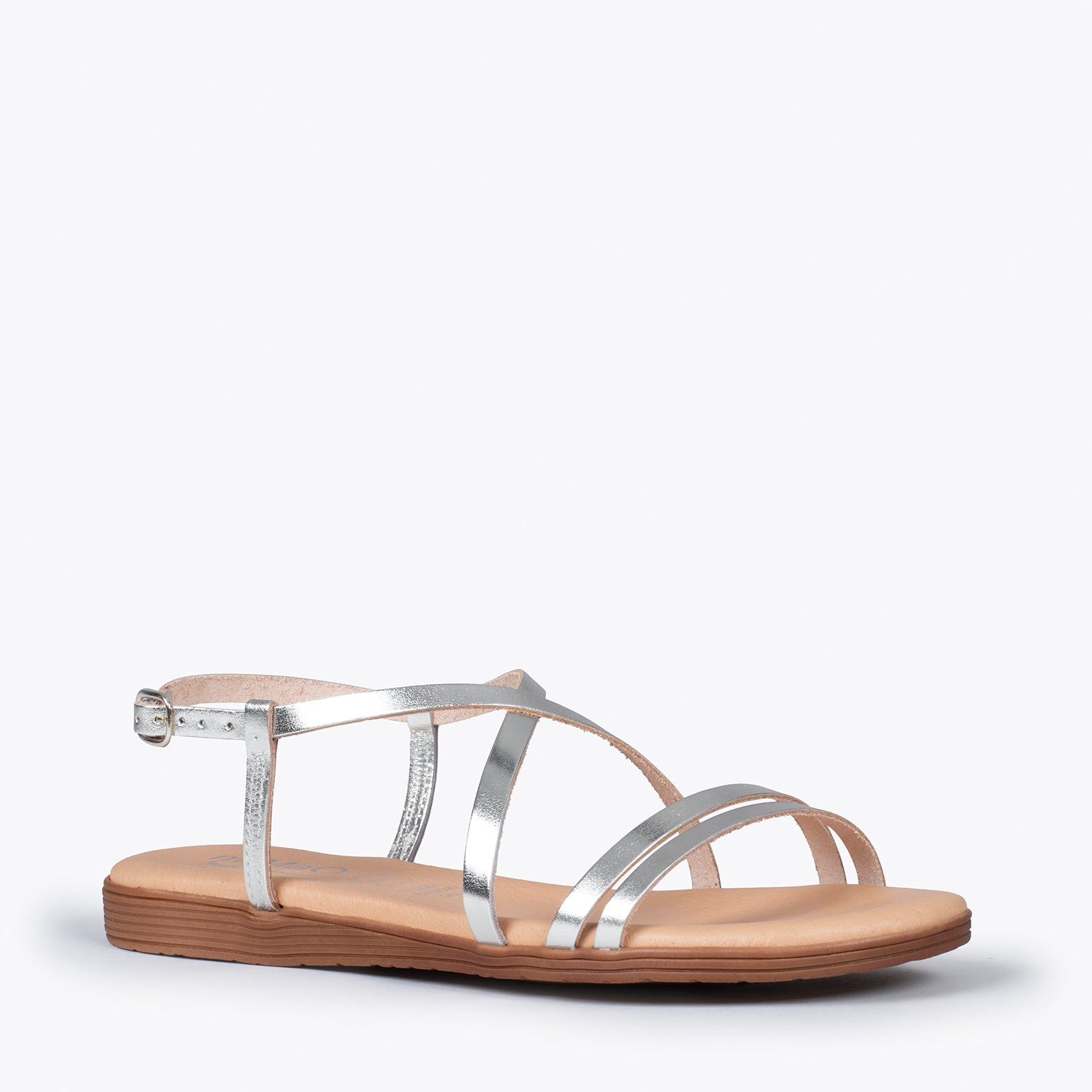 RODES - SILVER flat sandals with straps