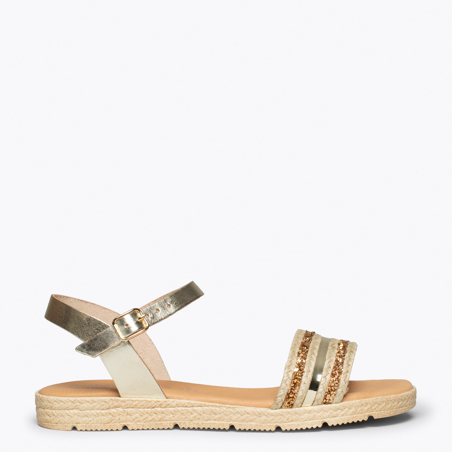STAR – GOLD Animal print sandal with strap