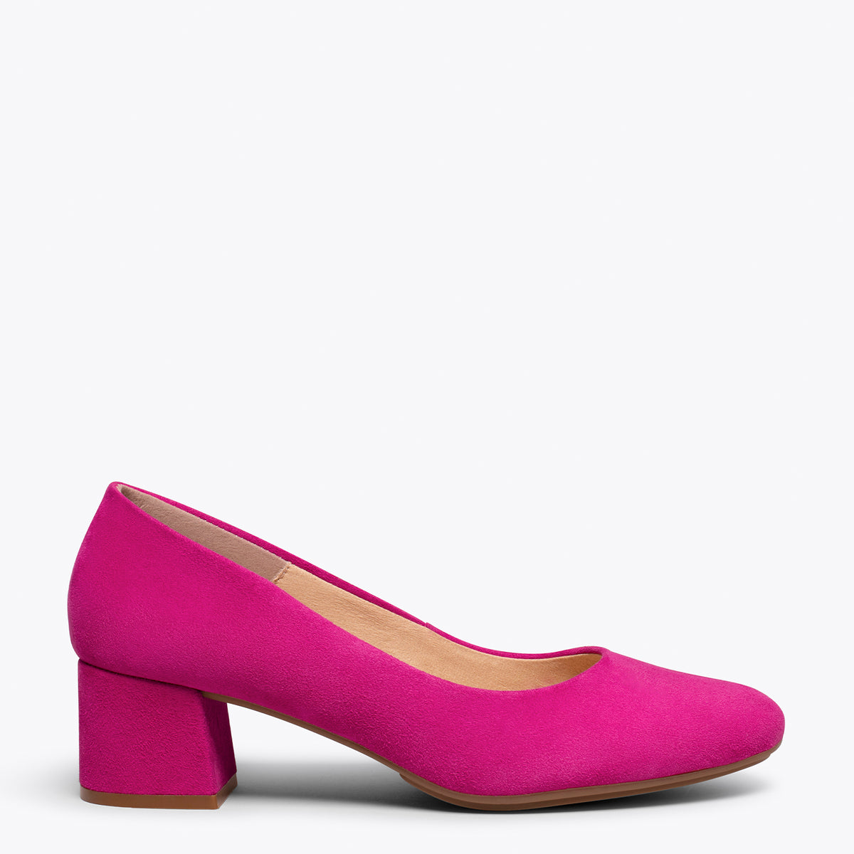 URBAN REDONDO – Zapatos de tacón bajo de ante FUCSIA